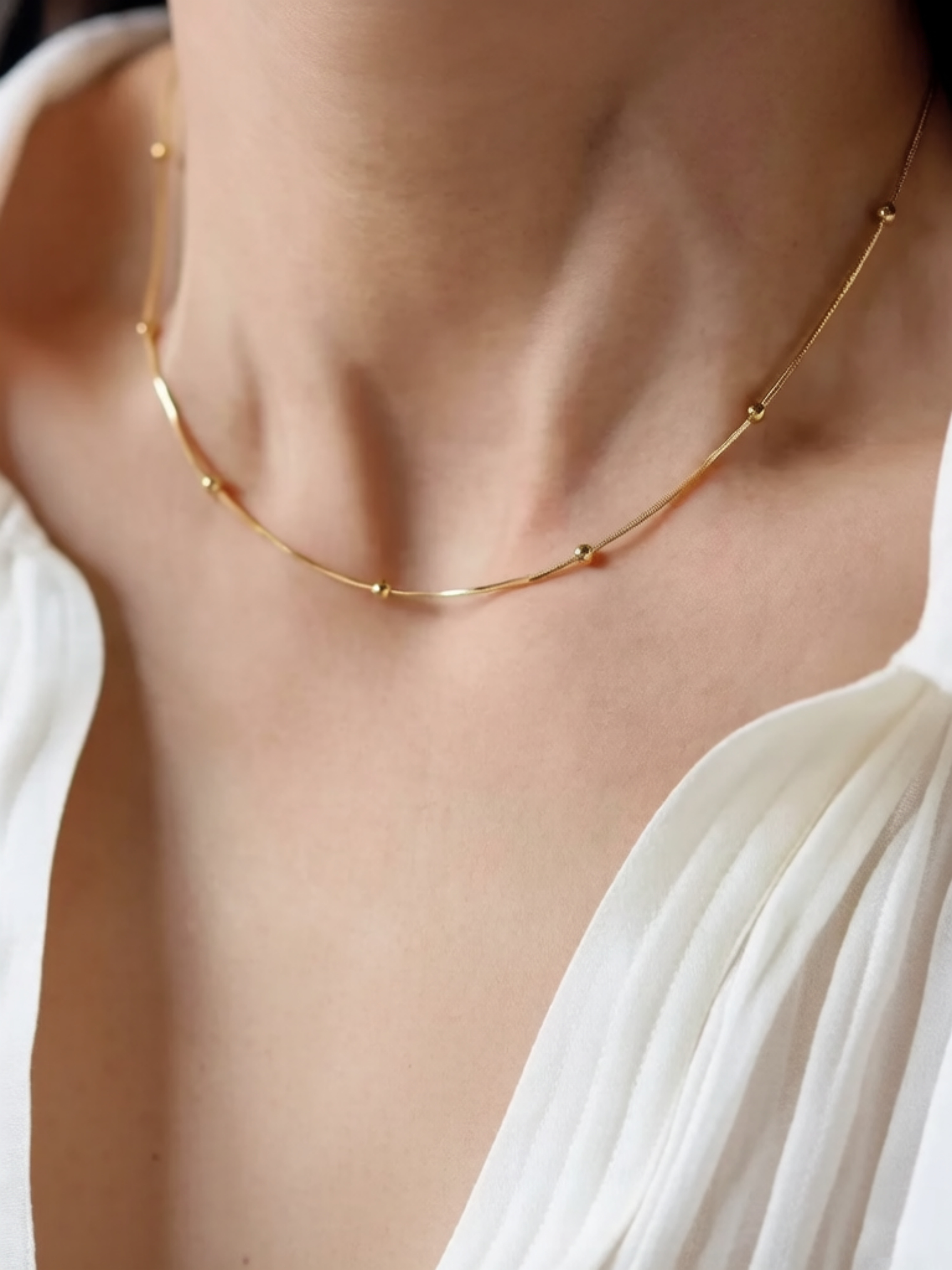 Gold Beaded Choker Necklace