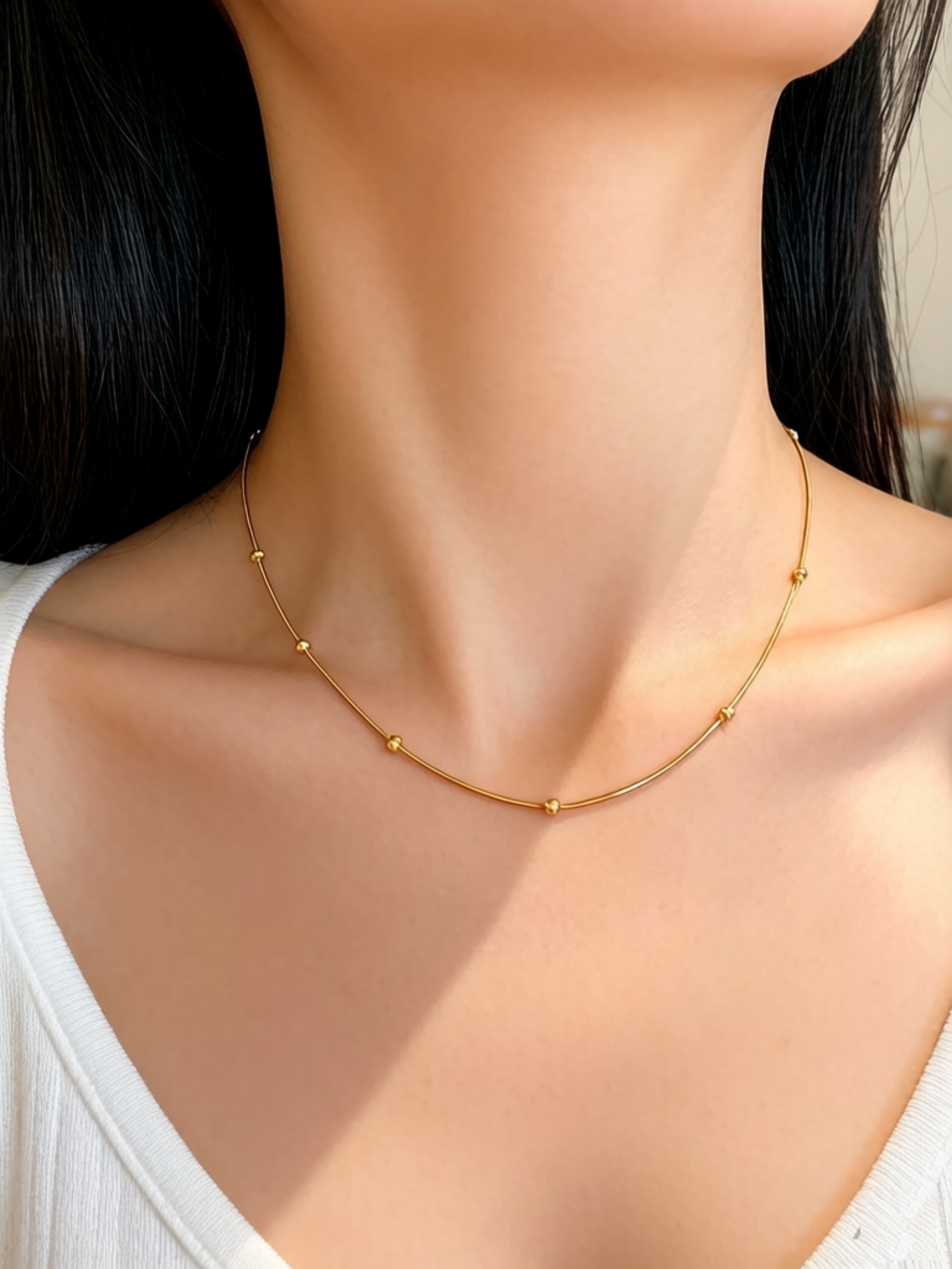 Gold Beaded Choker Necklace