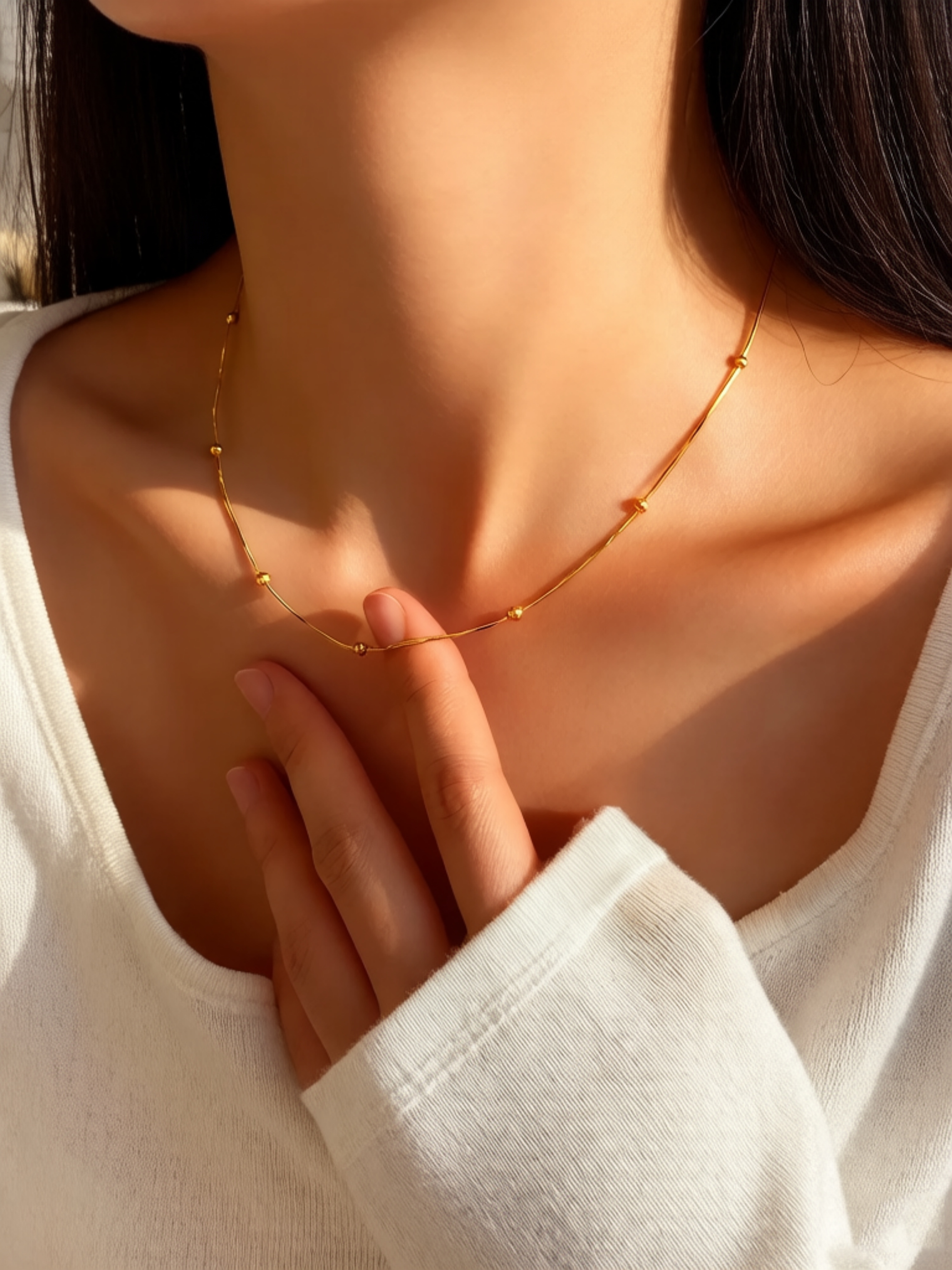 Gold Beaded Choker Necklace