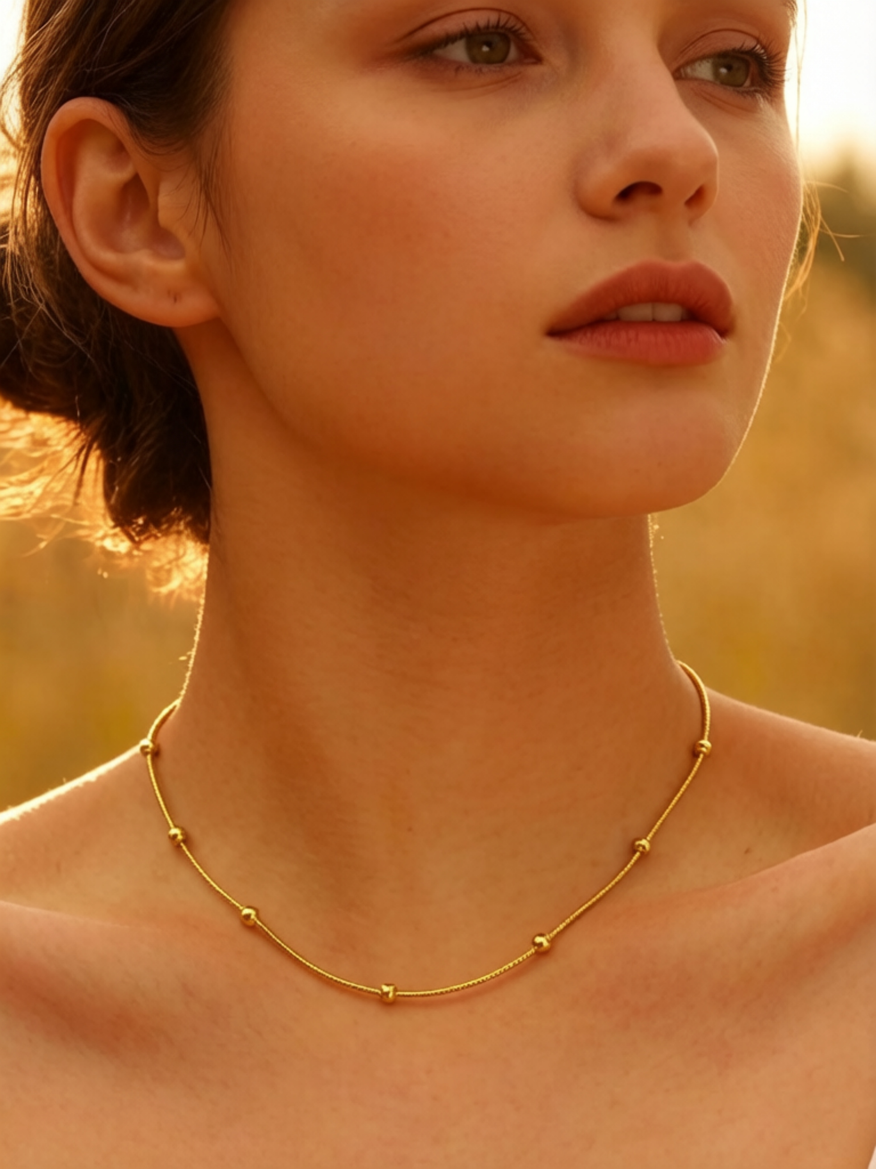 Gold Beaded Choker Necklace