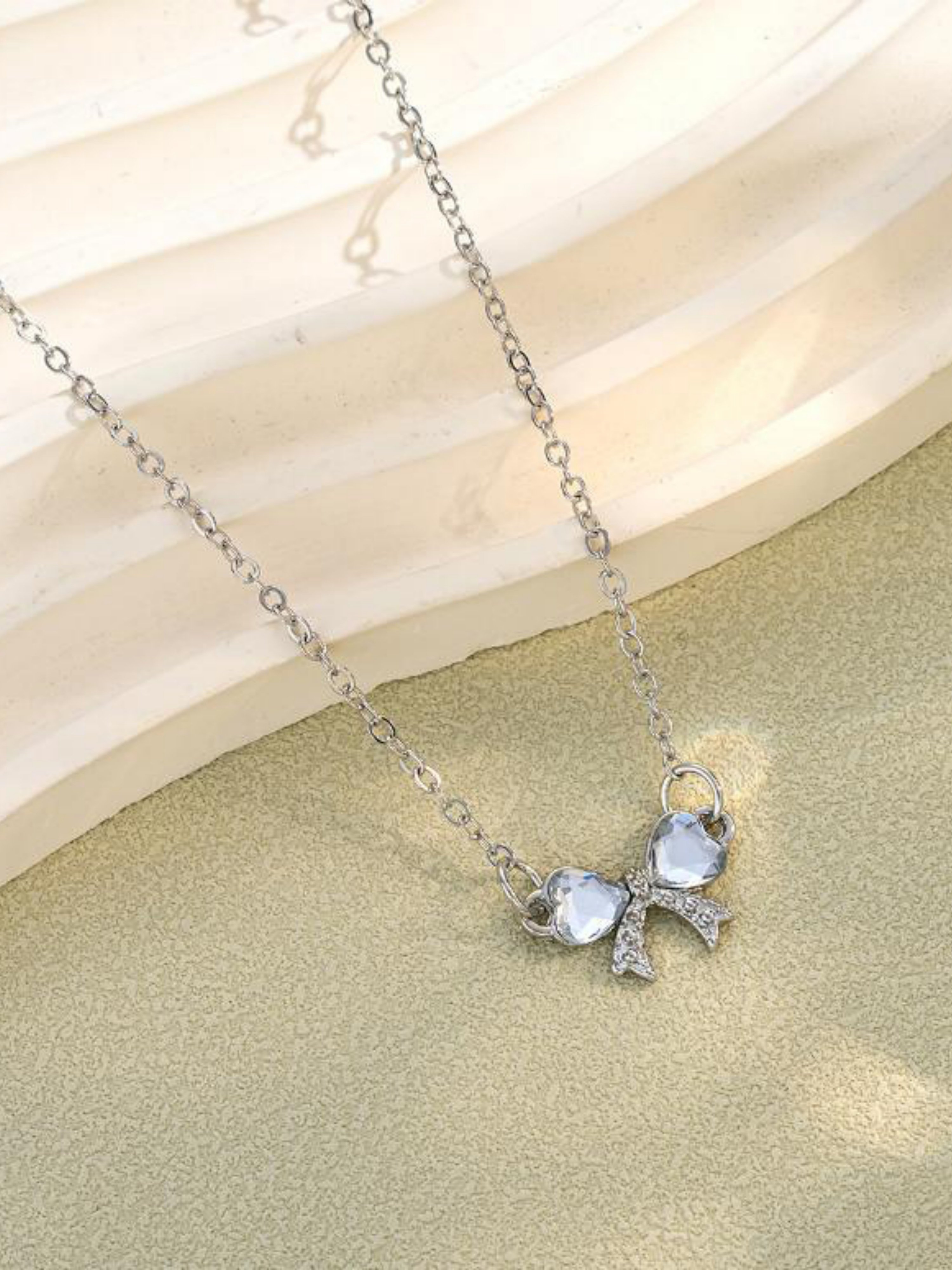 Silver Bowknot Charm Necklace