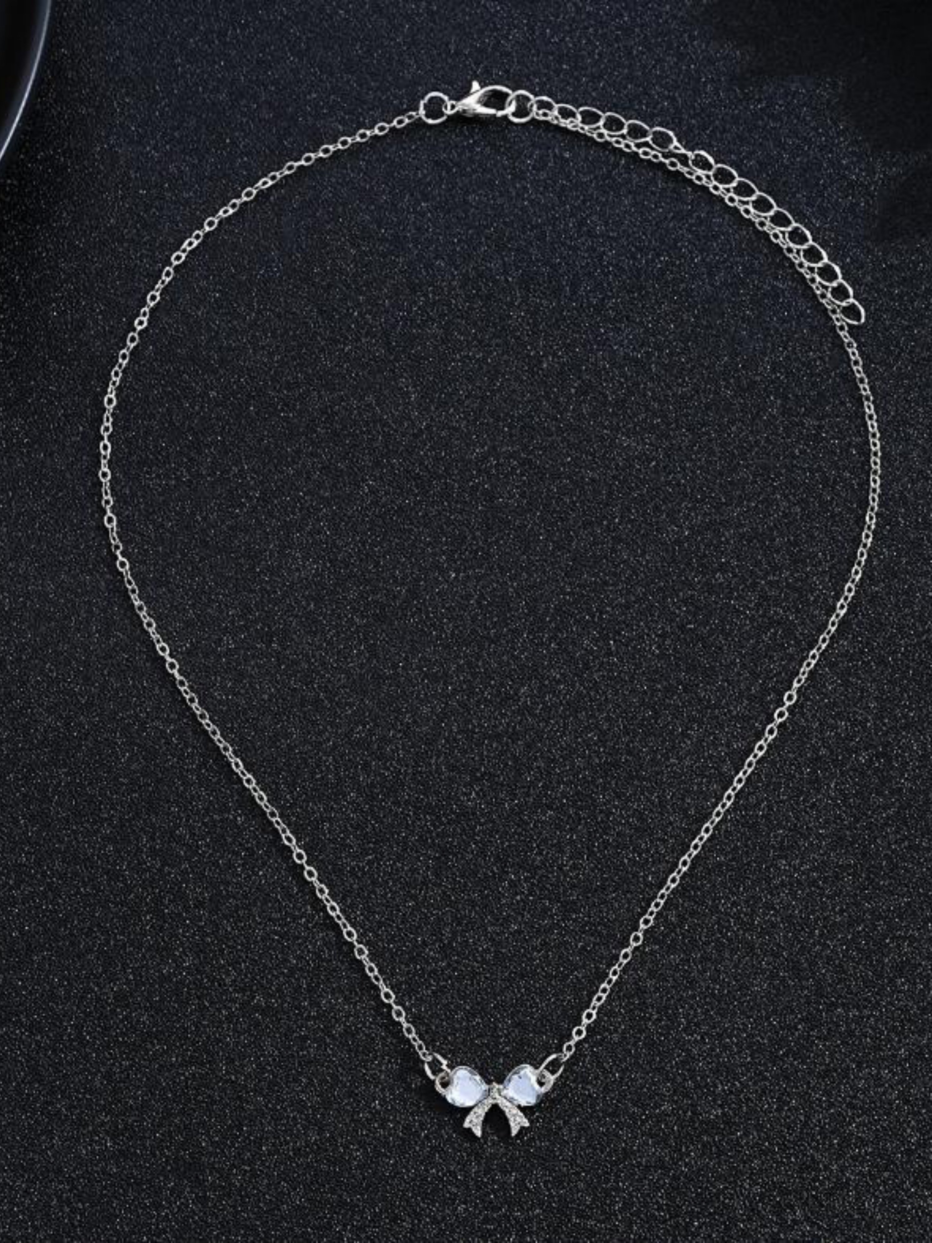 Silver Bowknot Charm Necklace