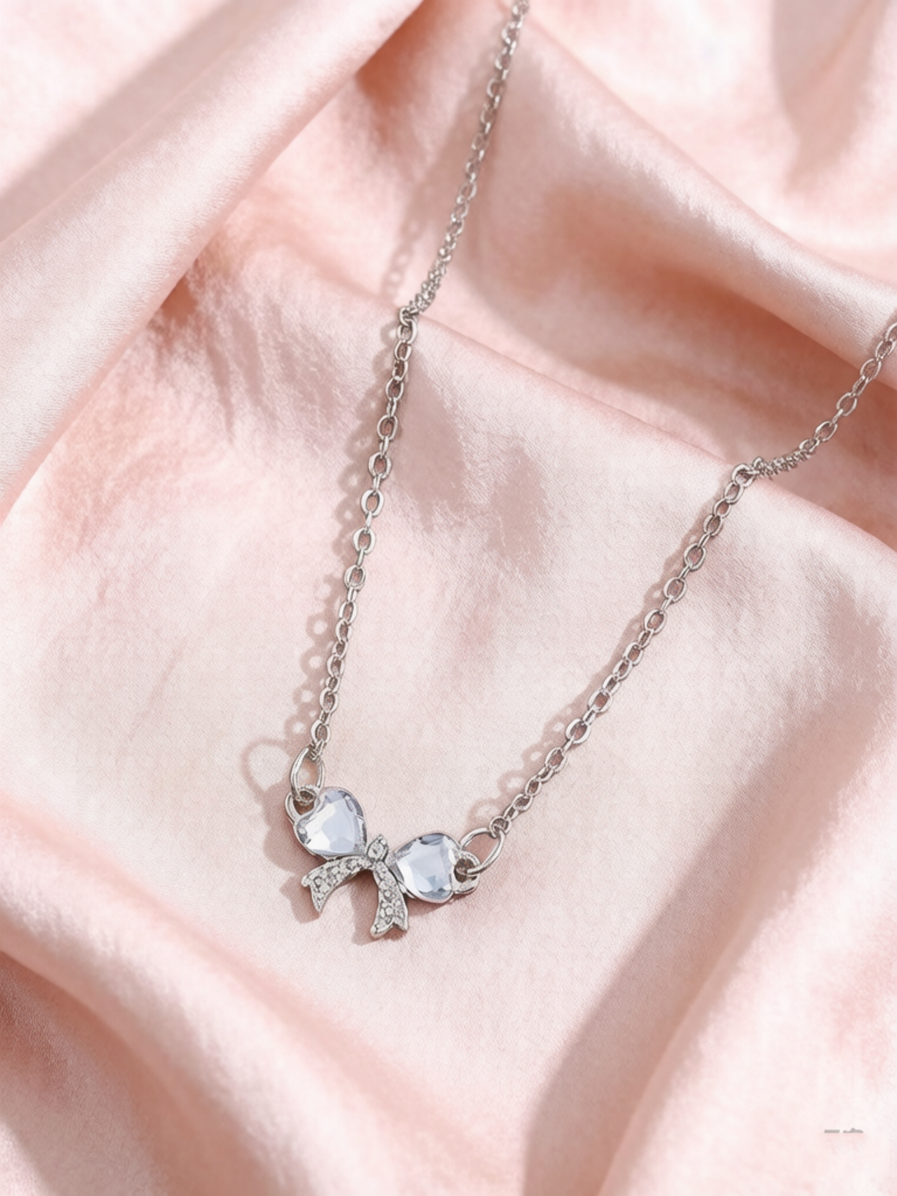 Silver Bowknot Charm Necklace