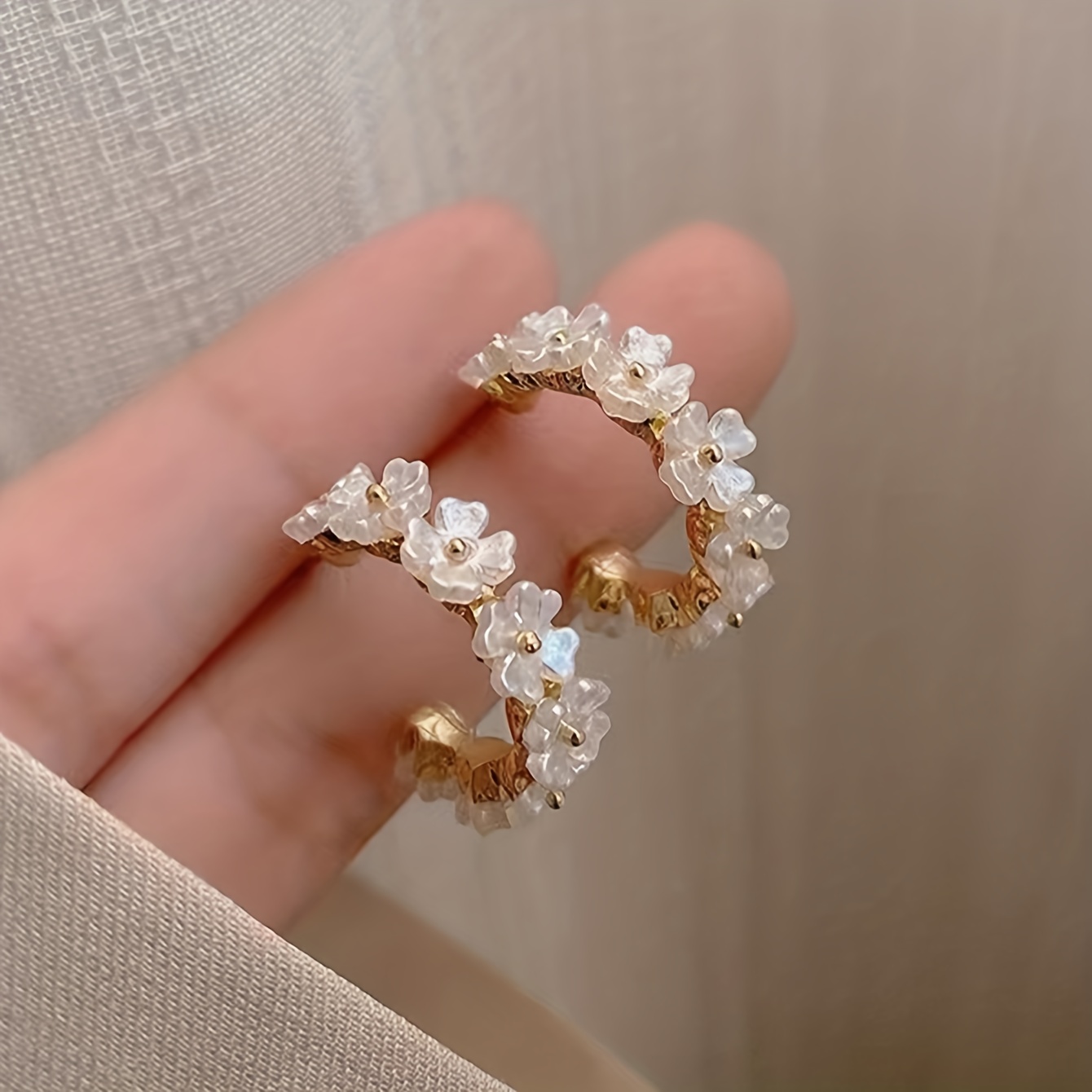 Gold-Plated Floral Hoop Earrings - Casual Danglers for Women.