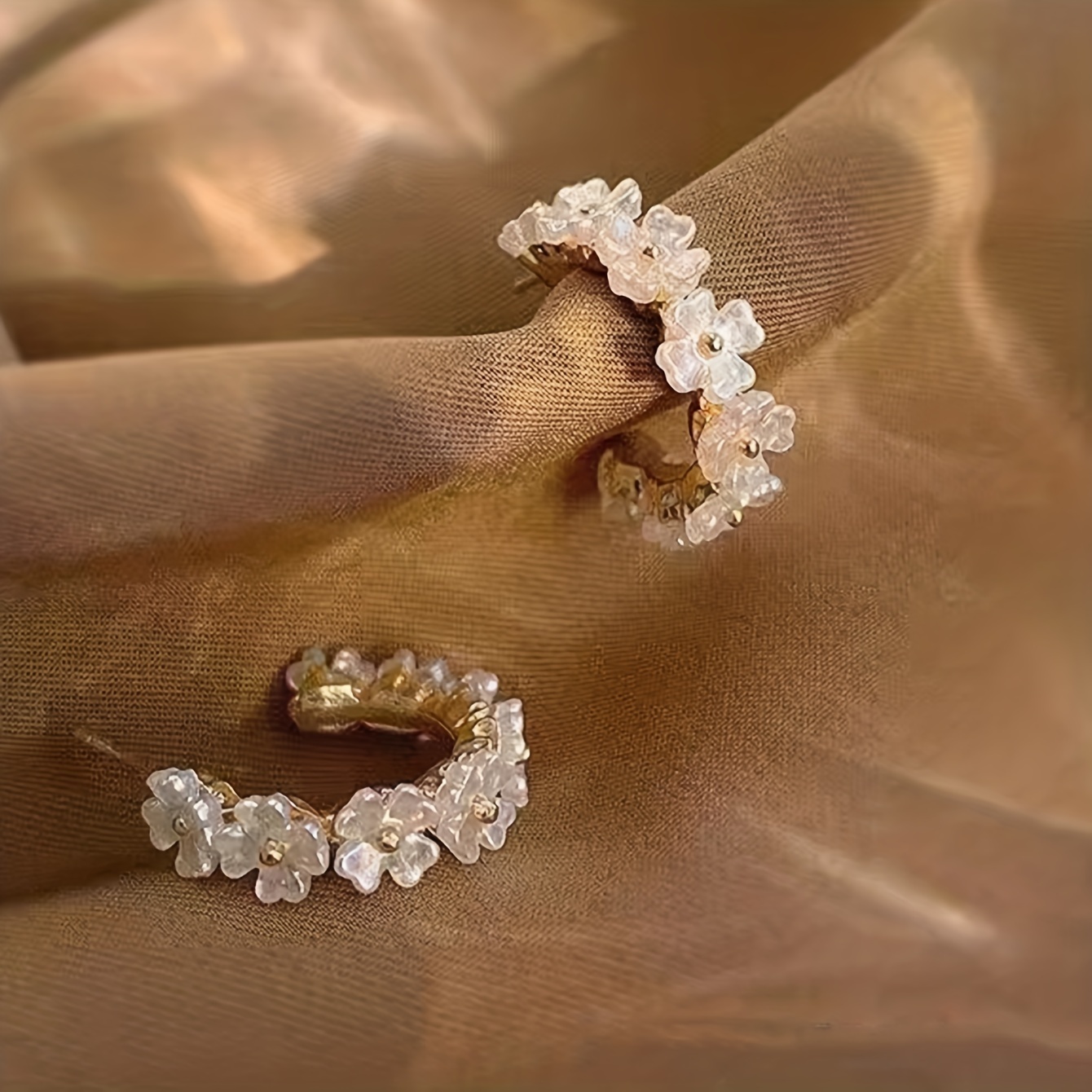 Gold-Plated Floral Hoop Earrings - Casual Danglers for Women.
