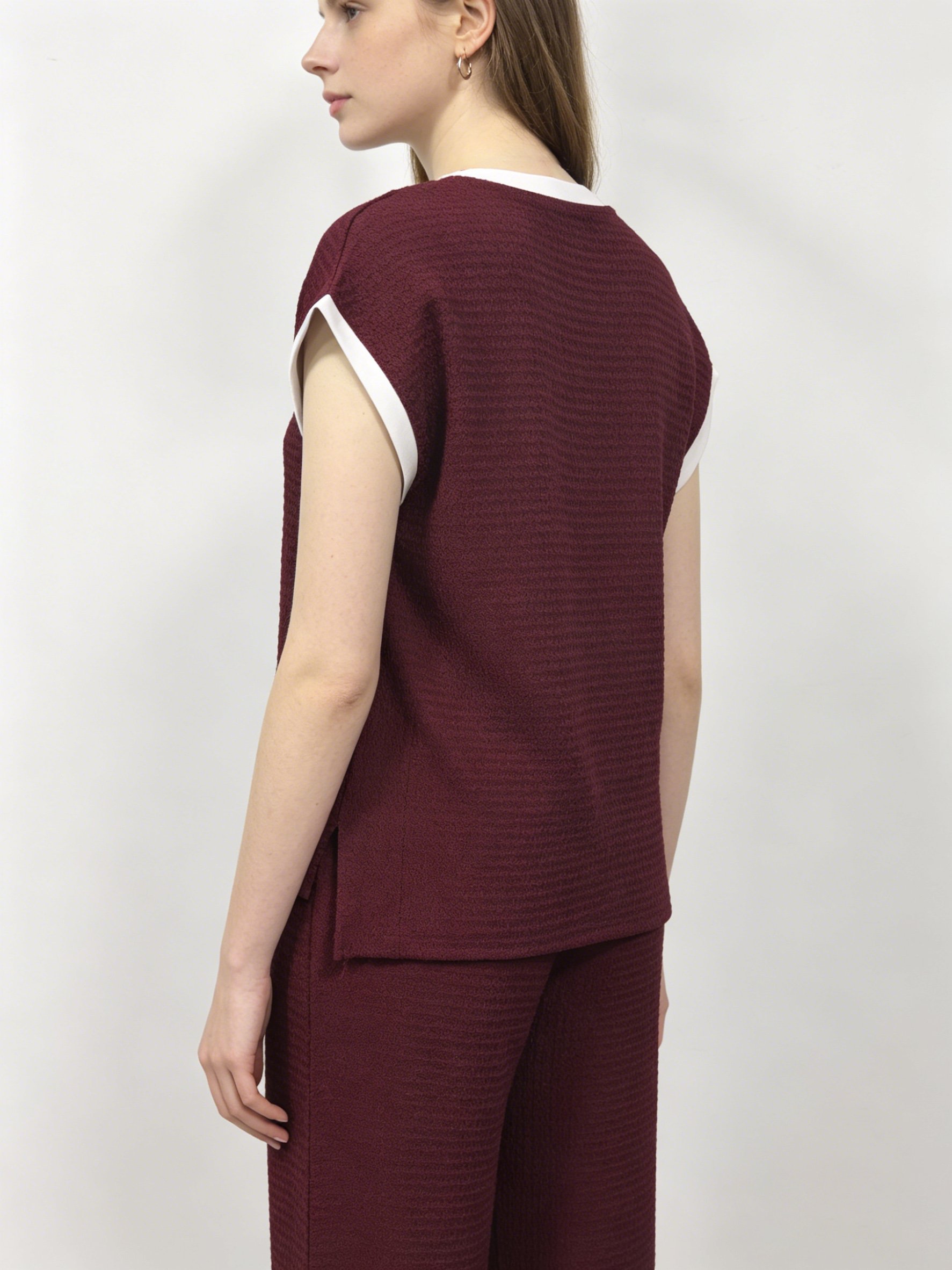 Womens Red T-Shirt and Wide-Leg Trousers Co-Ord Set