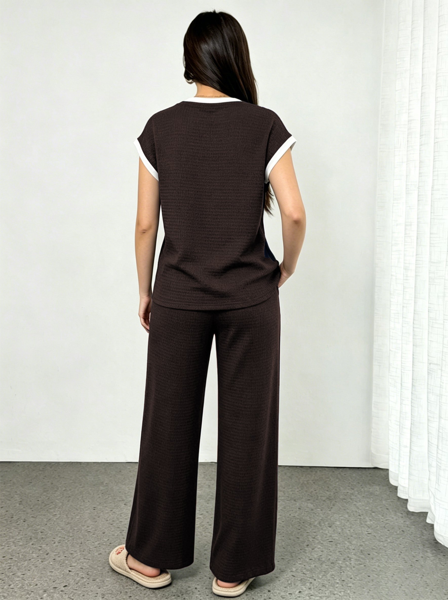 Womens Black T-Shirt and Trousers Co-Ord Set
