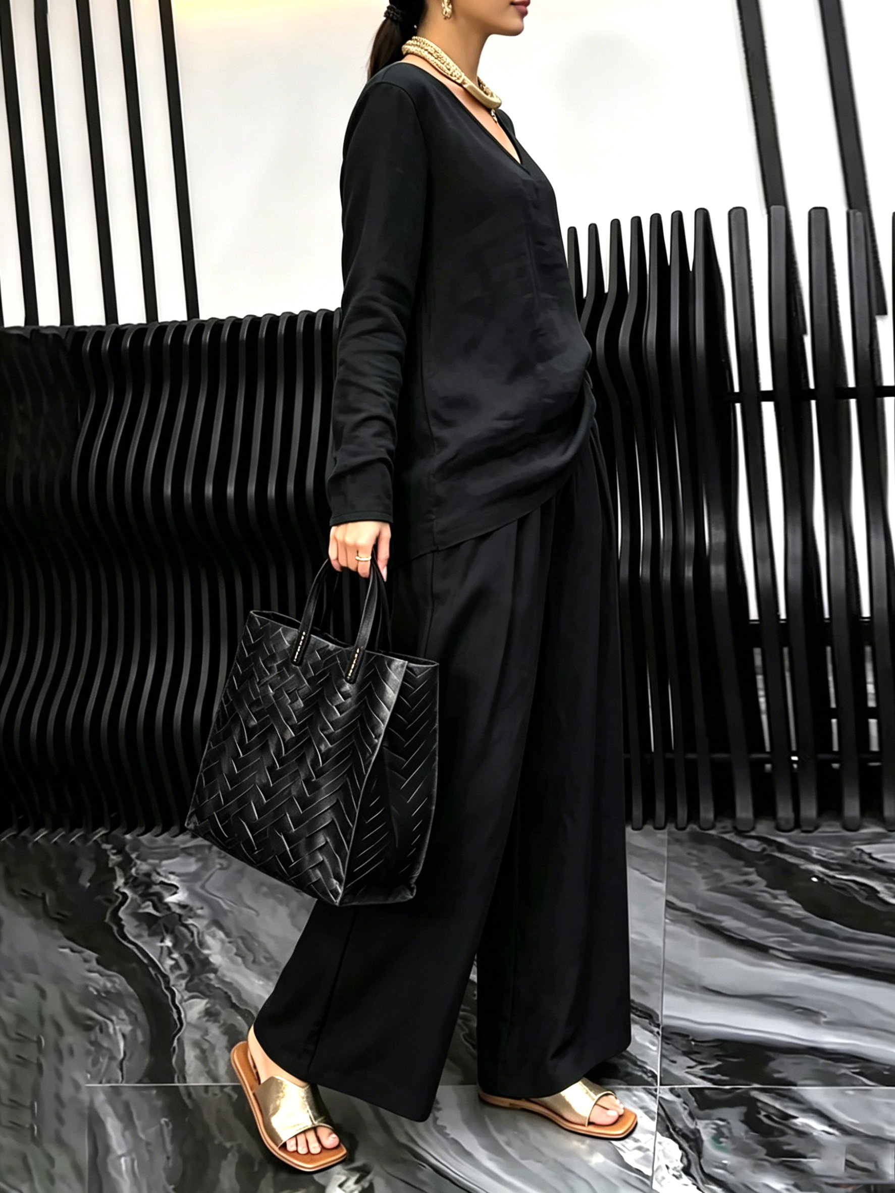 Black Trousers and Long Sleeve Top Co-Ord Set