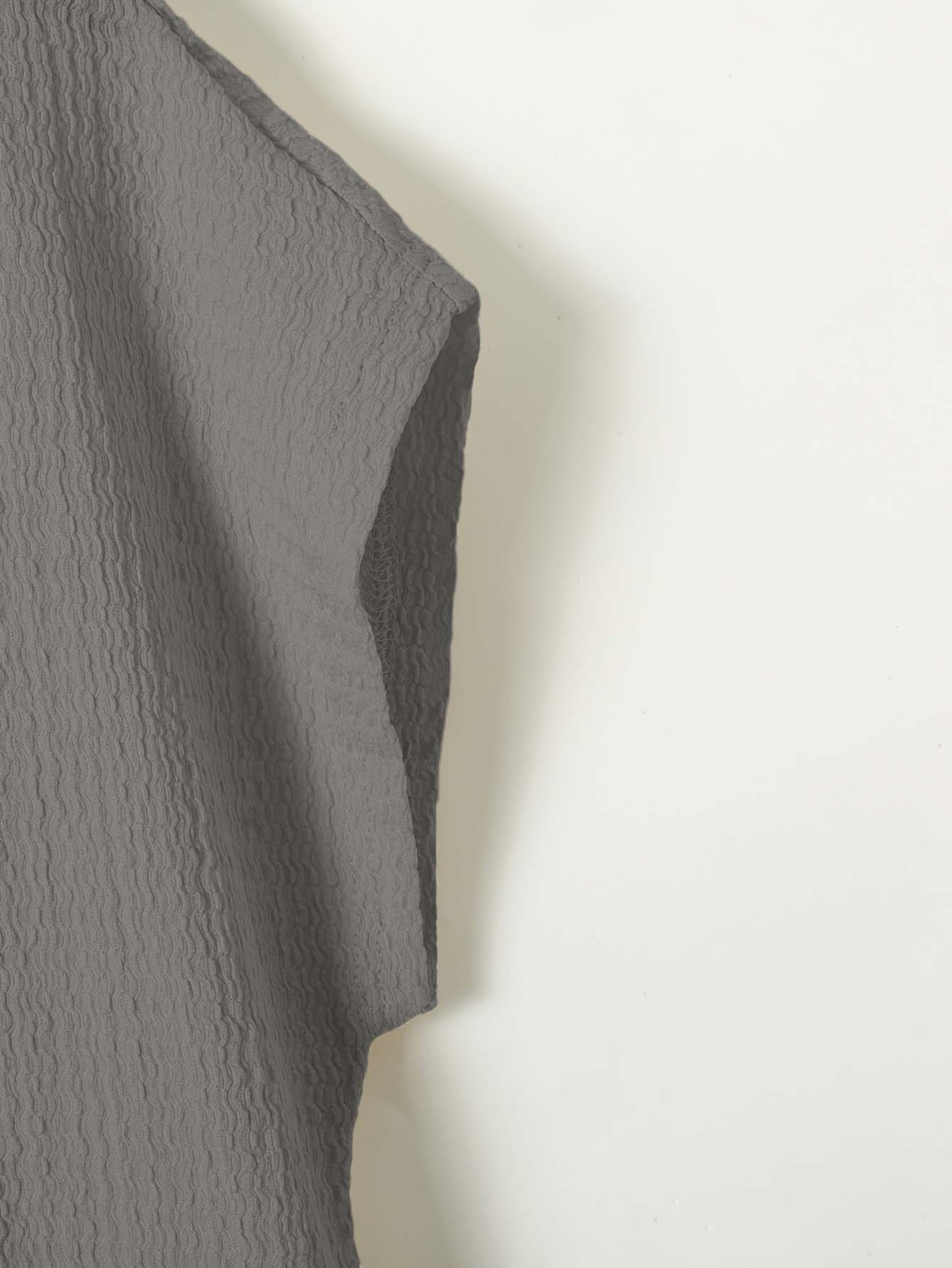 Grey Textured T-Shirt and Wide-Leg Trousers Set