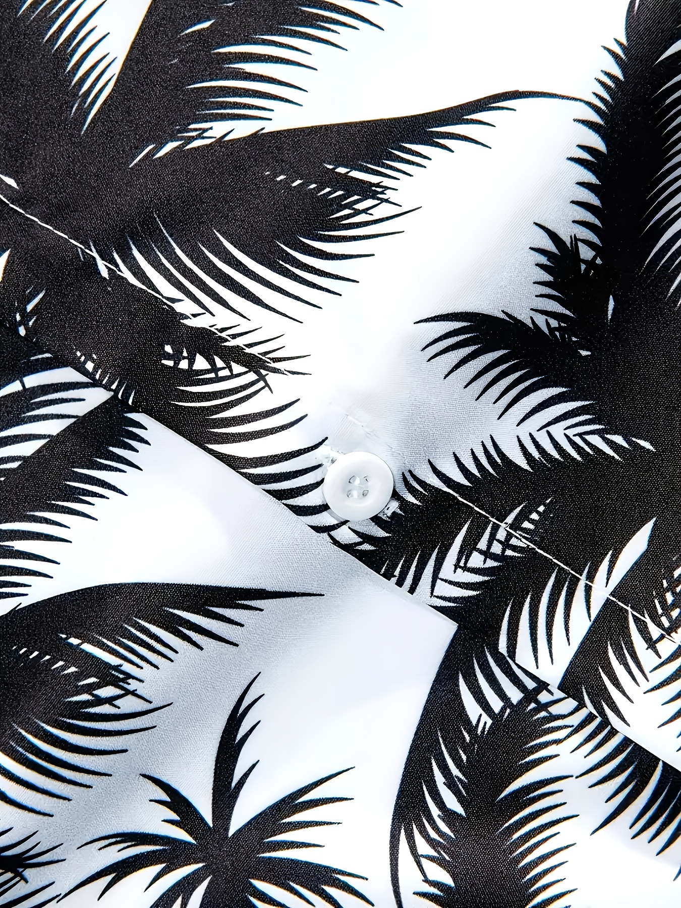 White Ditsy Print Palm Tree Spread Collar Shirt