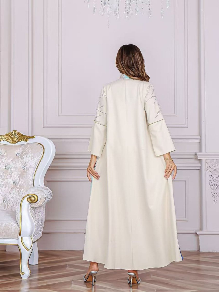  Beige Ombre Maxi Jalabiya with Floral Print
