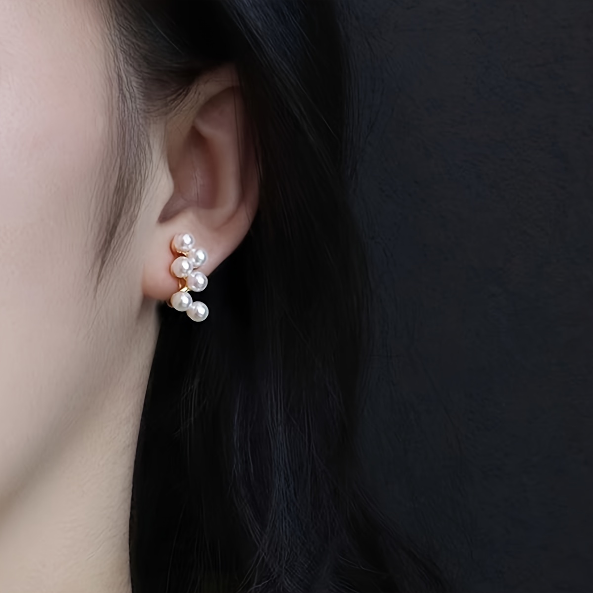 Gold Pearl Cluster Stud Earrings for Women - Casual Wear.