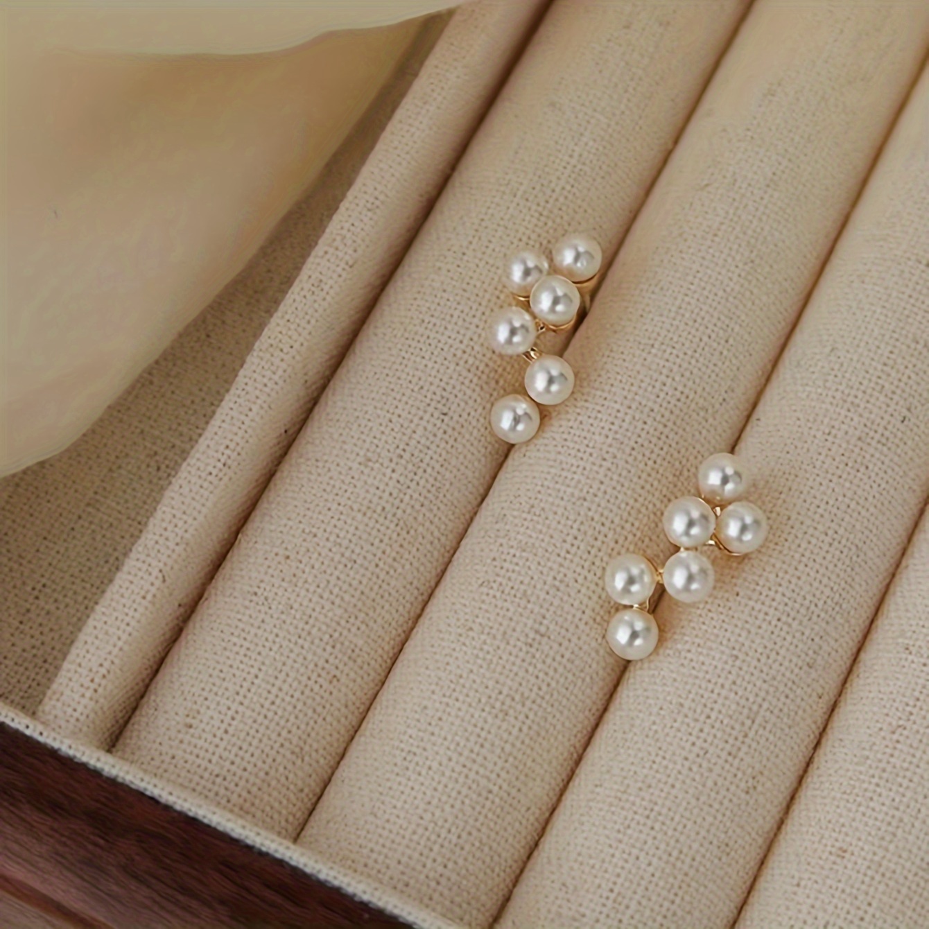 Gold Pearl Cluster Stud Earrings for Women - Casual Wear.