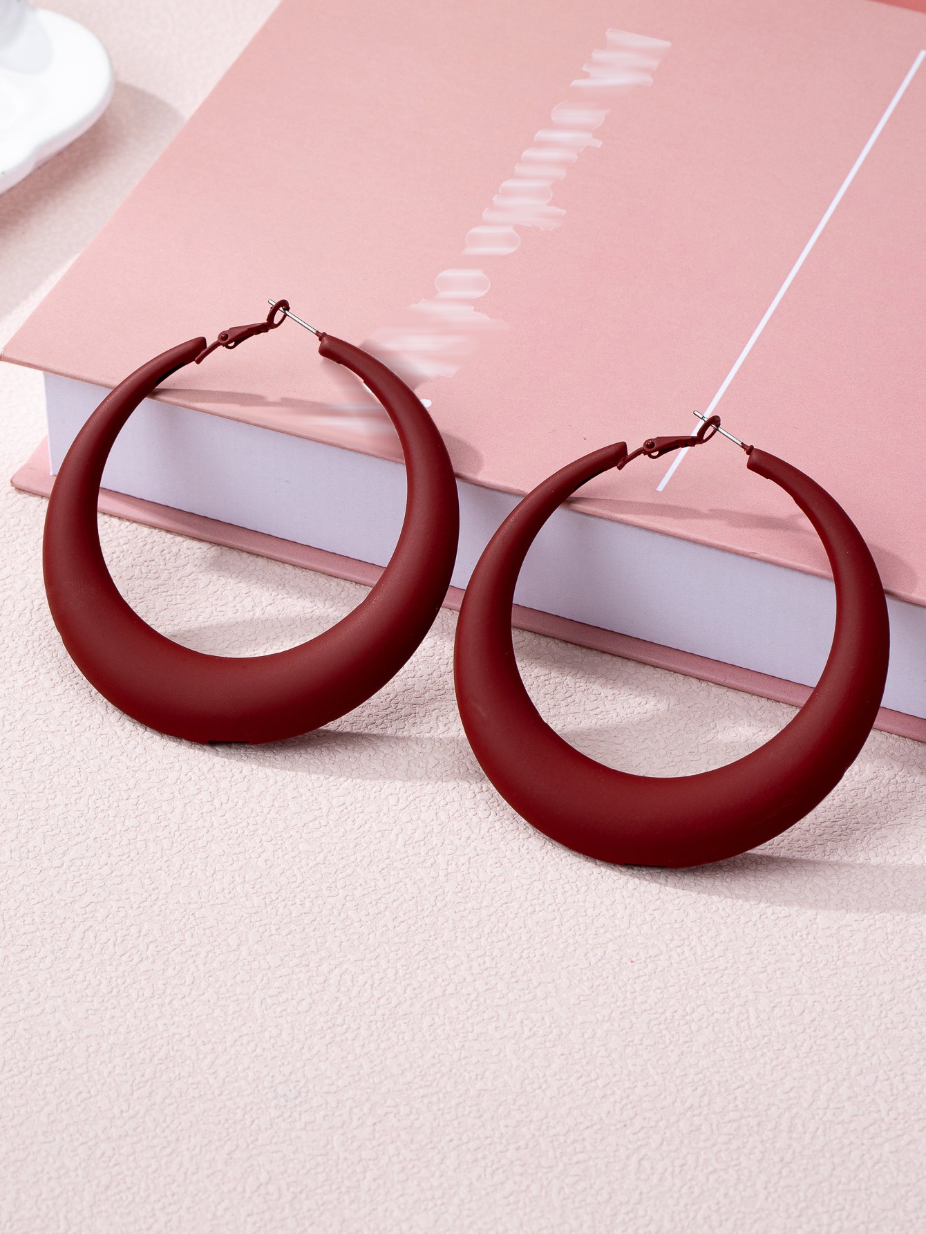 Burgundy Oval Dangle Earrings - Casual Wear for Women.