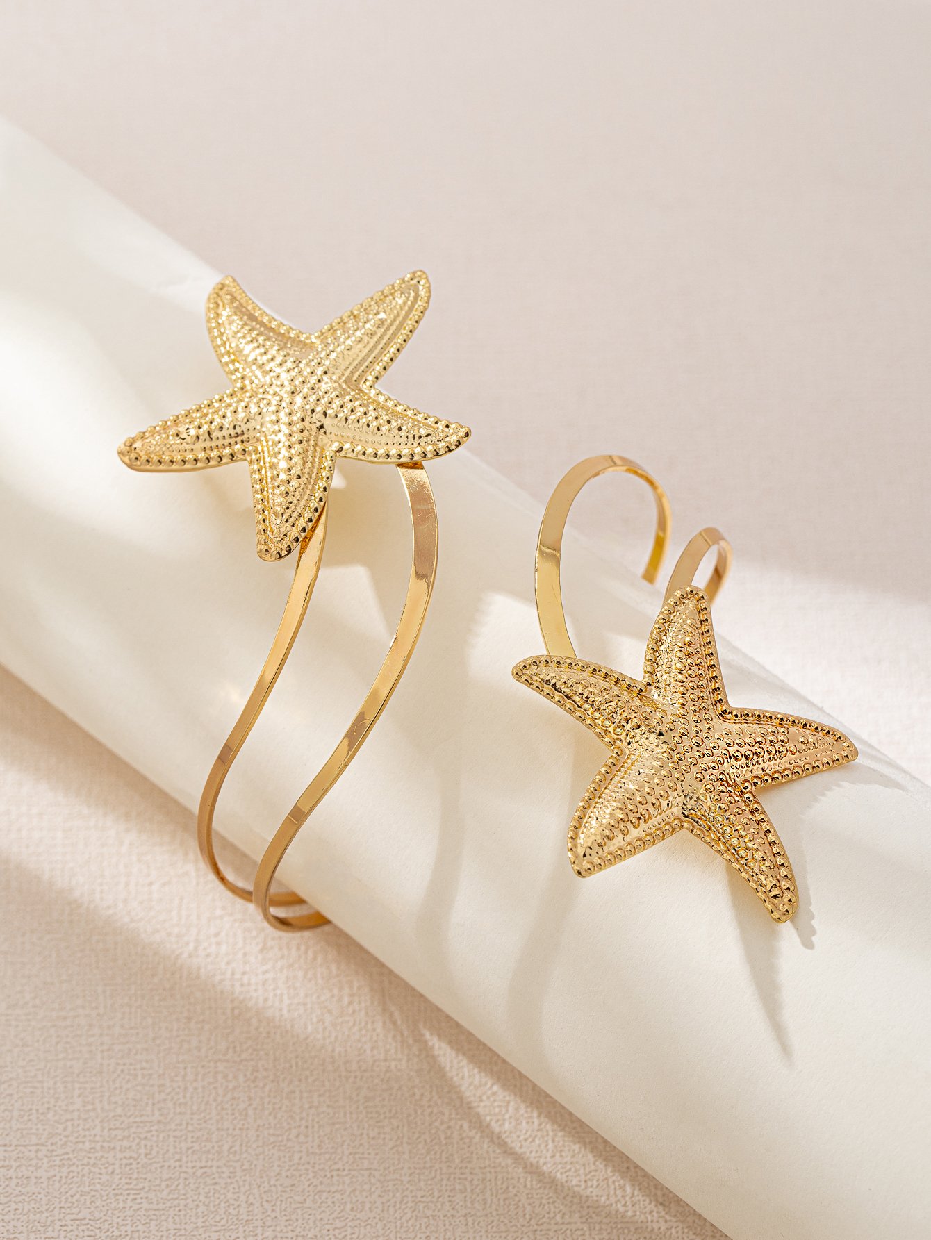 Golden Starfish Arm Cuff Bracelet for Women.
