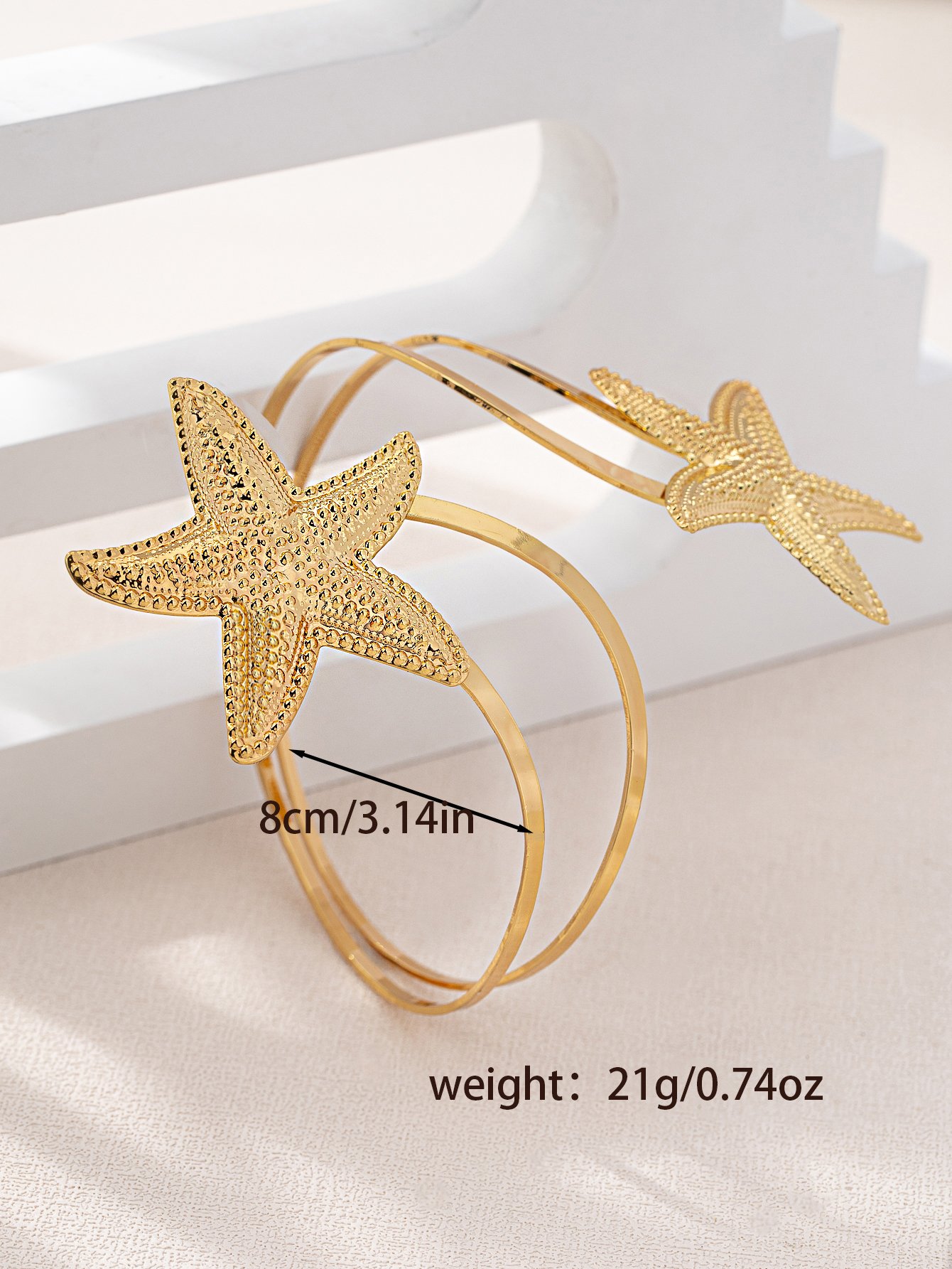 Golden Starfish Arm Cuff Bracelet for Women.