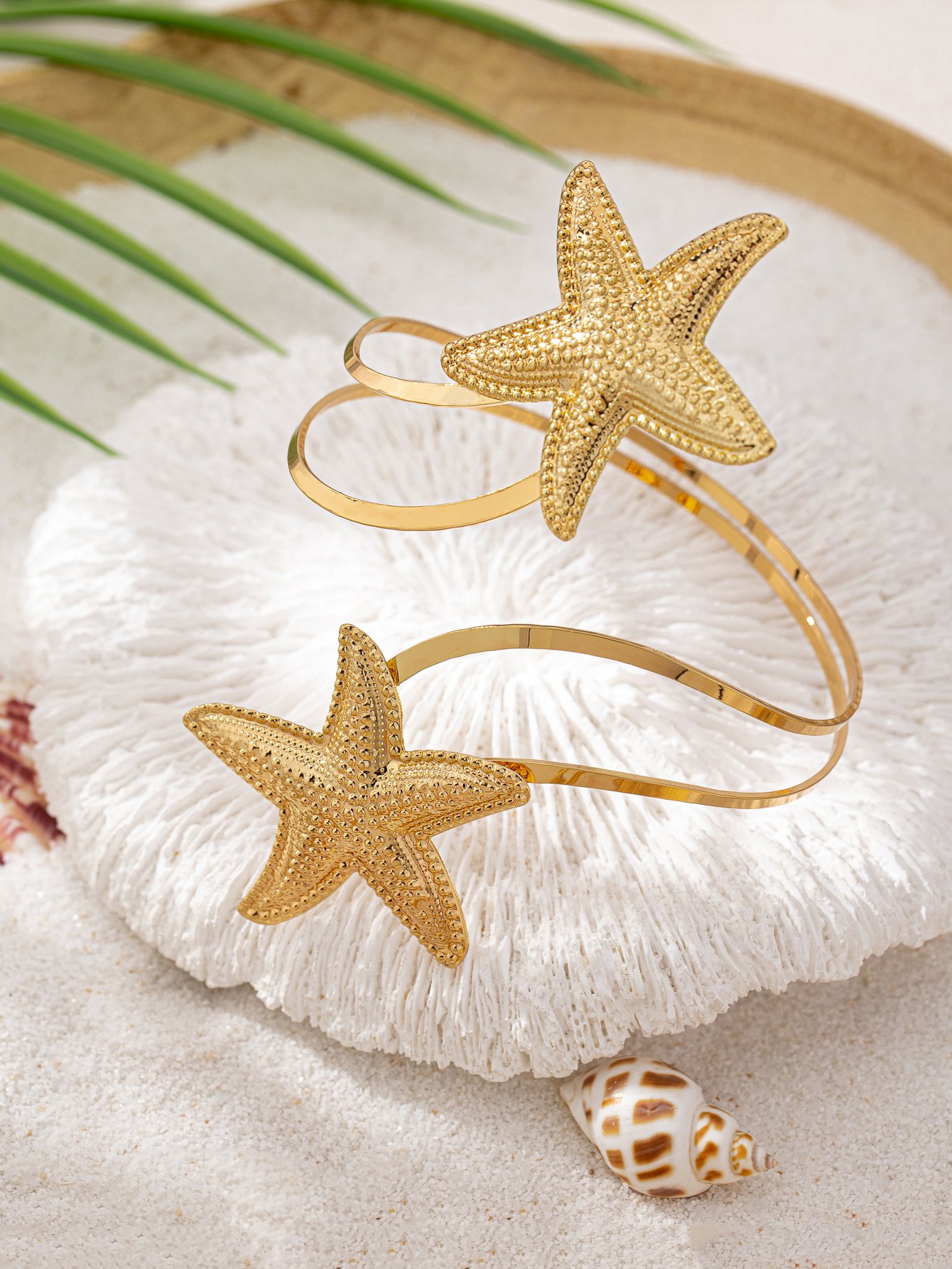 Golden Starfish Arm Cuff Bracelet for Women.