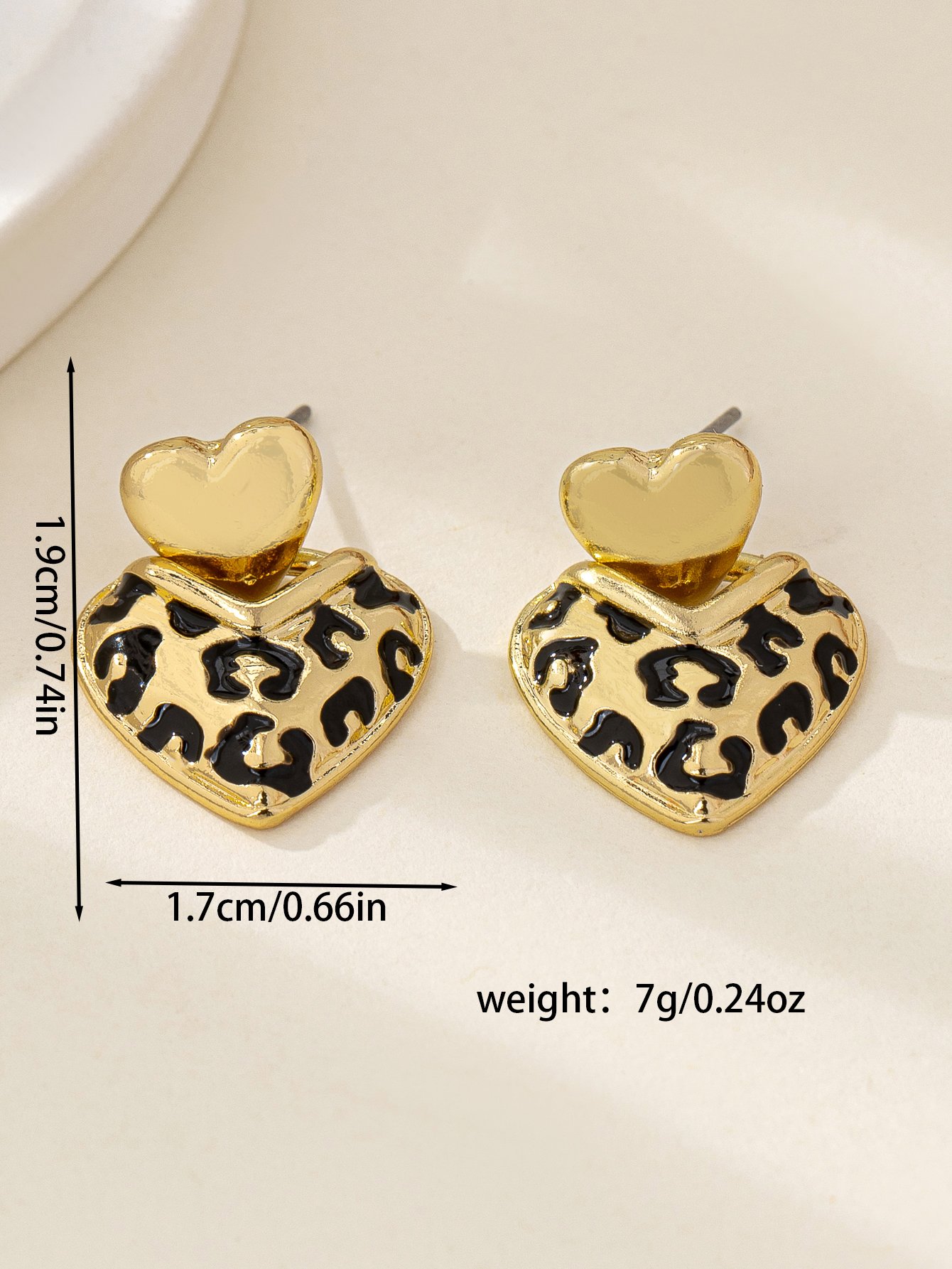 Leopard Print Heart Dangler Earrings - Multi-Color Casual Fashion.