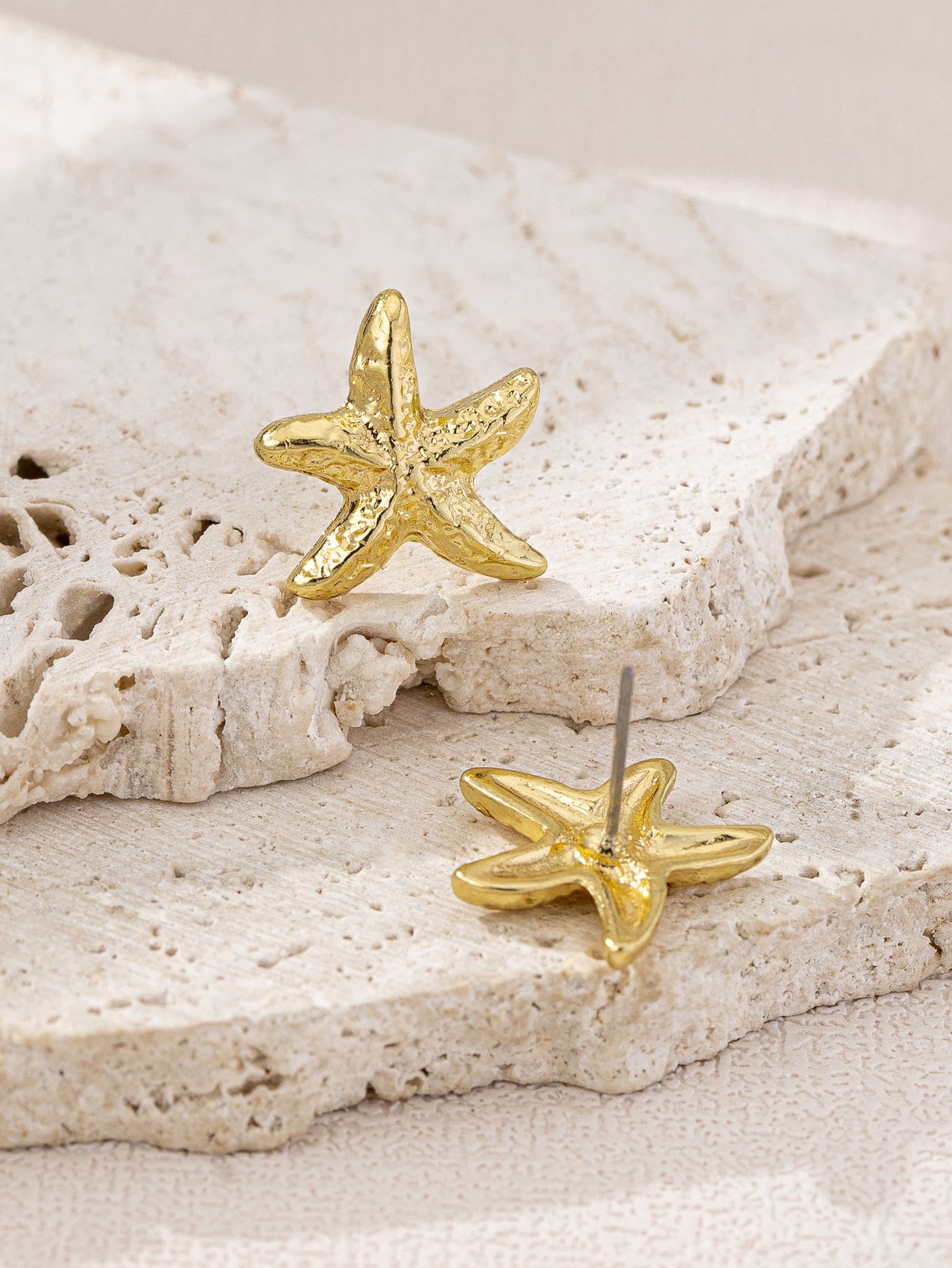 Gold Starfish Stud Earrings for Casual Wear.