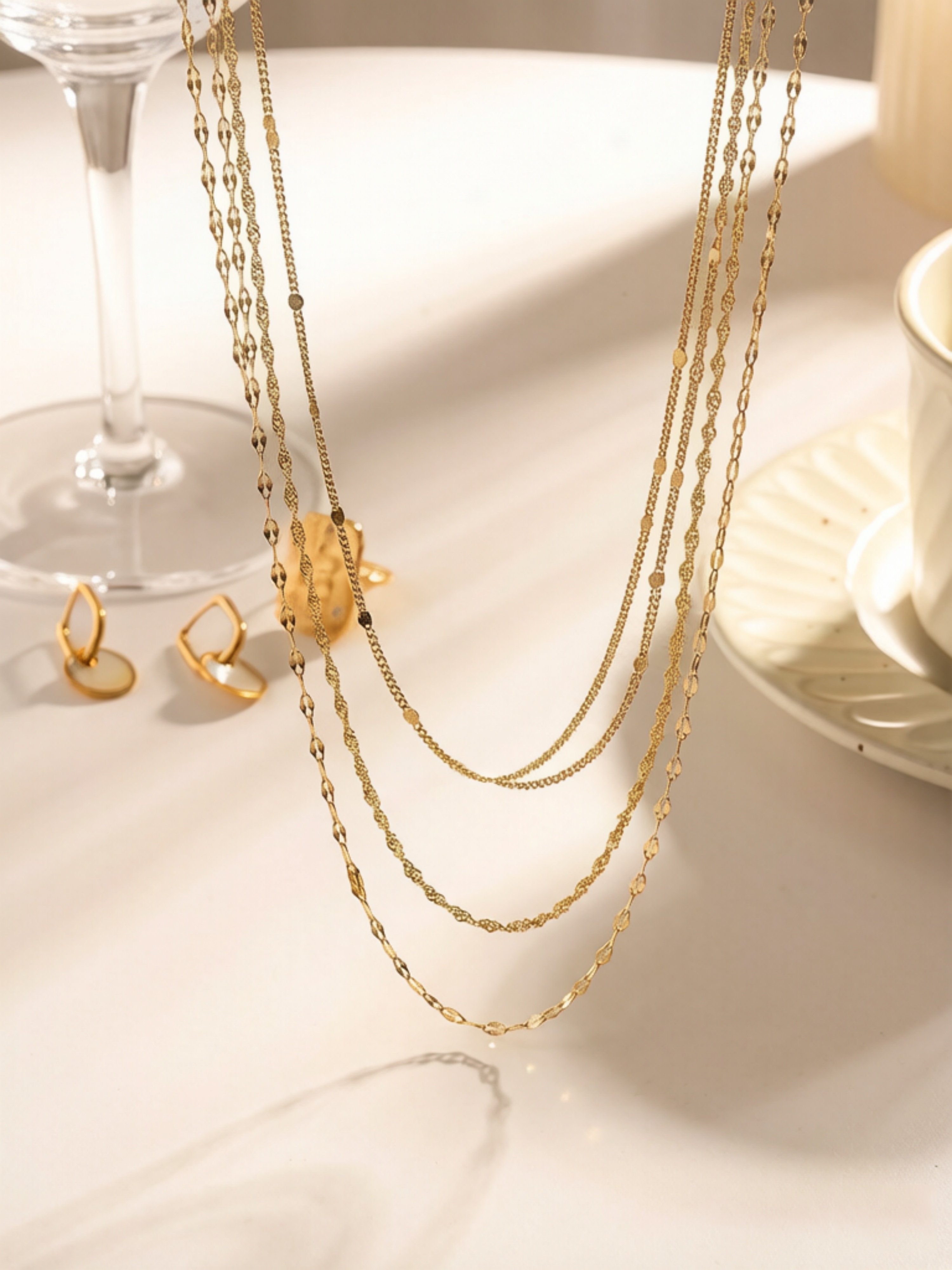 Gold Layered Necklace Set