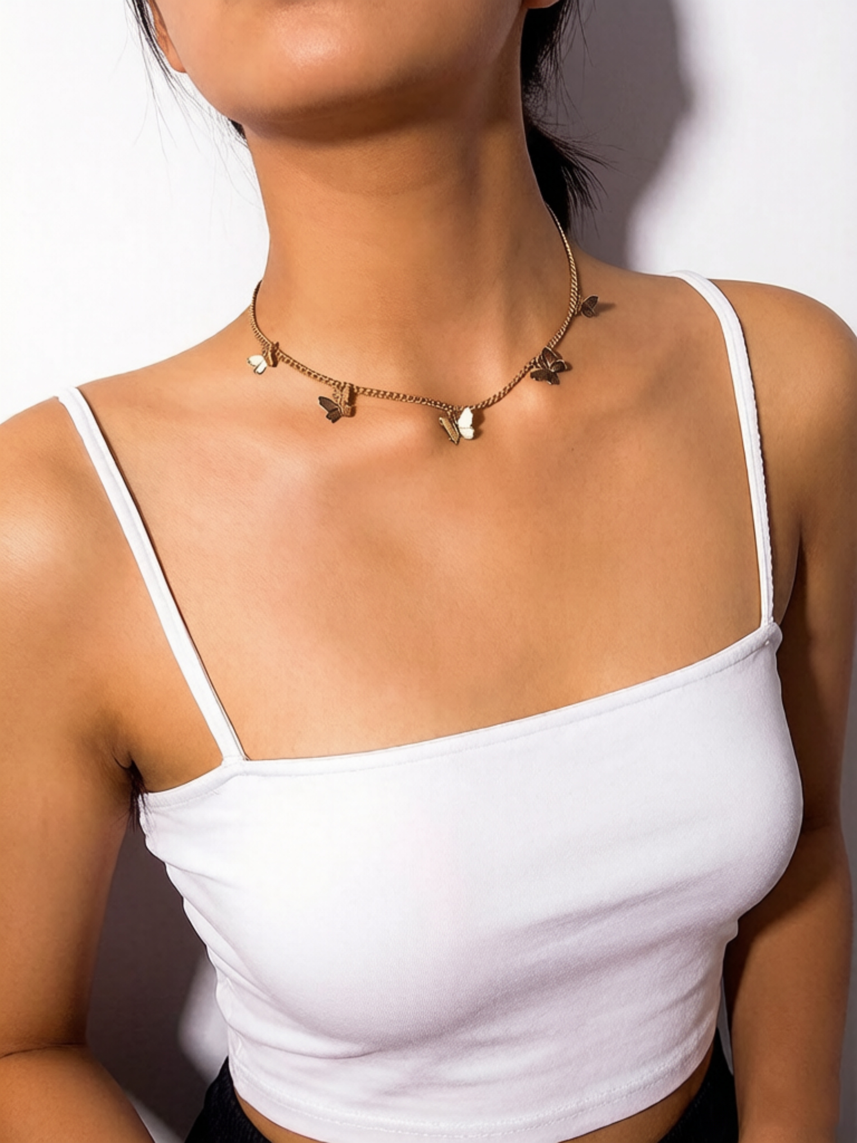 Gold Butterfly Charm Chain Necklace