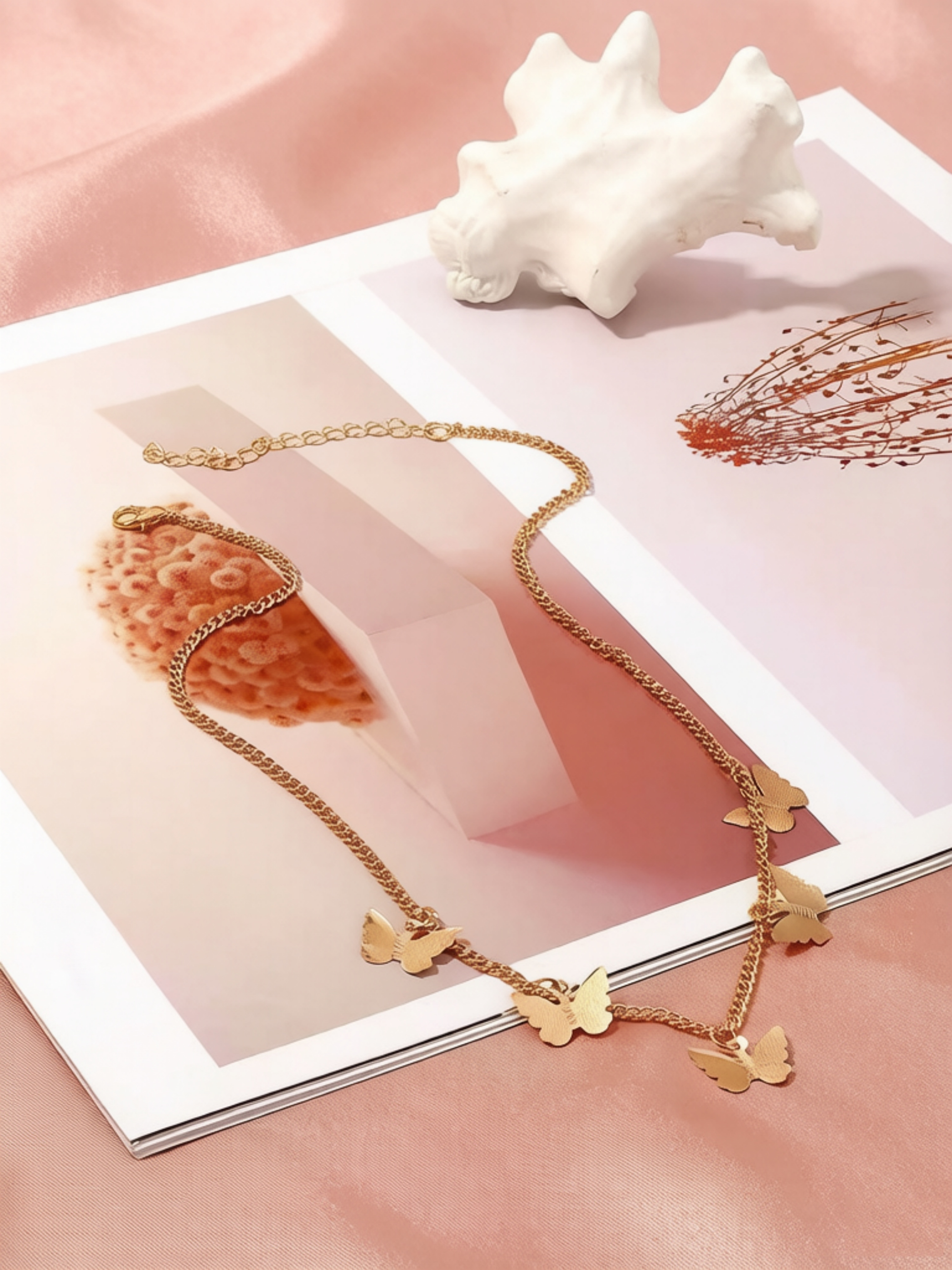 Gold Butterfly Charm Chain Necklace