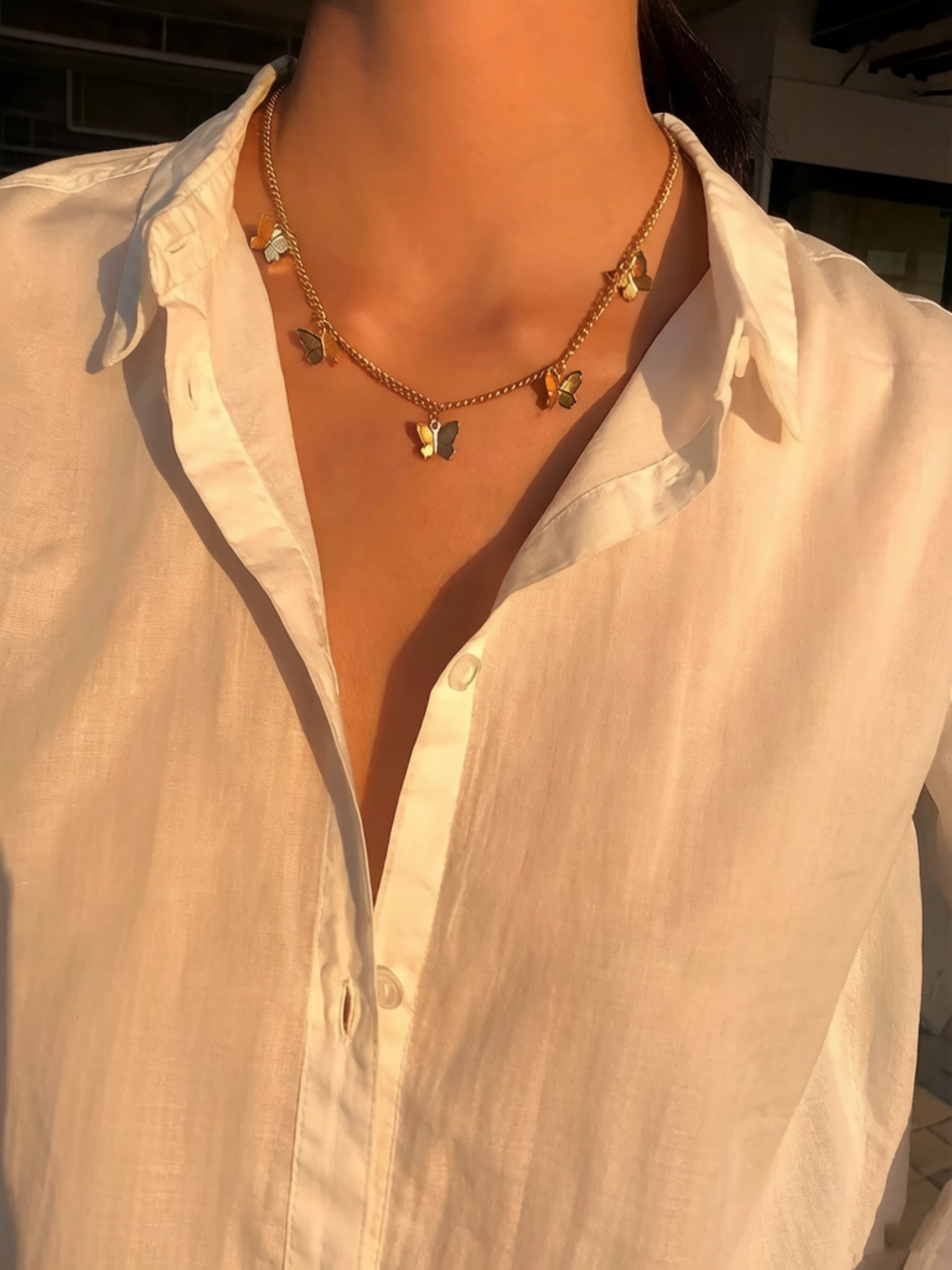 Gold Butterfly Charm Chain Necklace