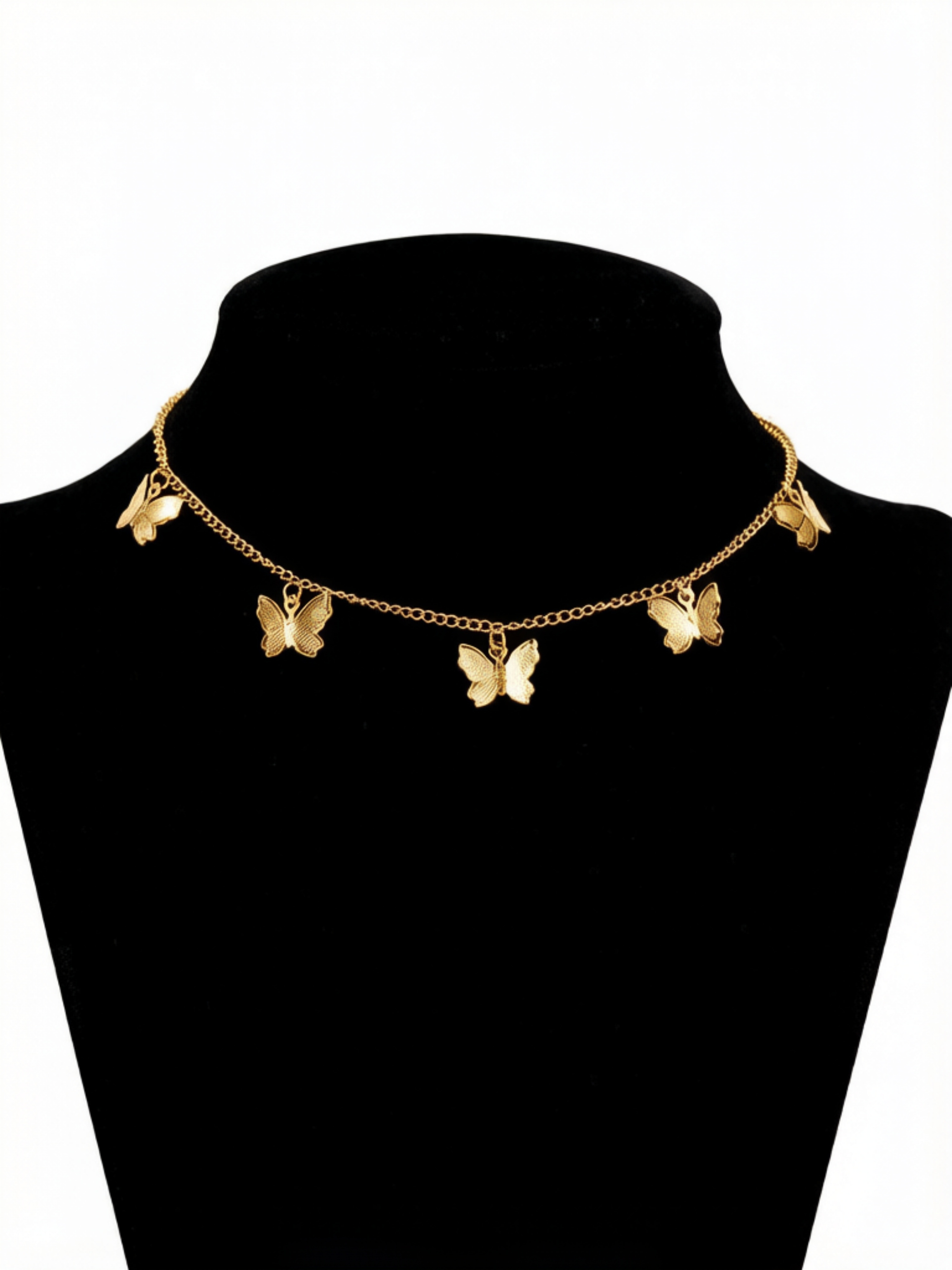 Gold Butterfly Charm Chain Necklace