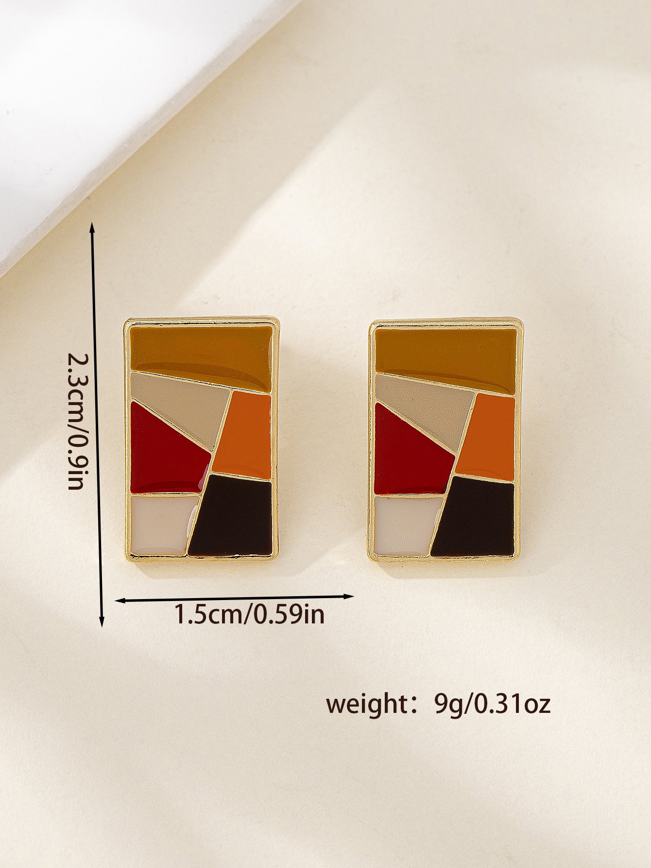 Geometric Enamel Stud Earrings - Multi-Color Design.