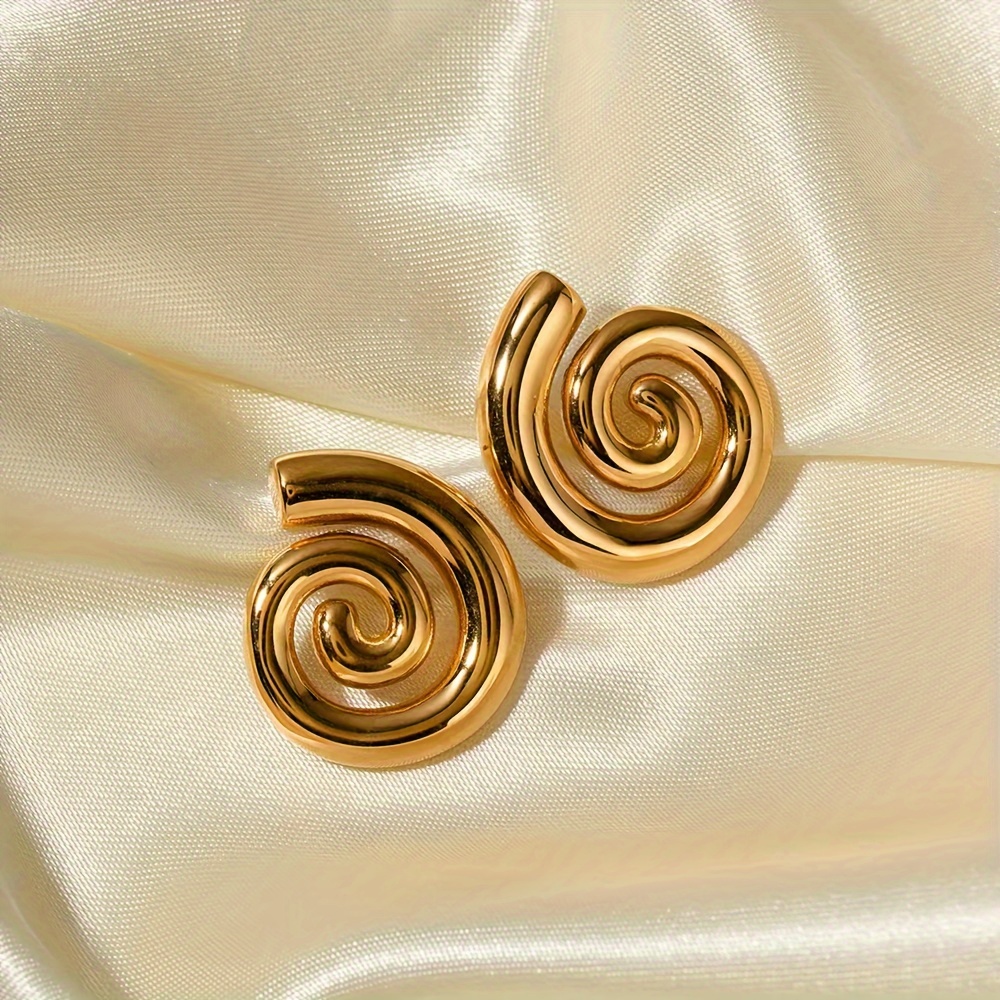 Gold Spiral Statement Earrings - Casual Jewelry.