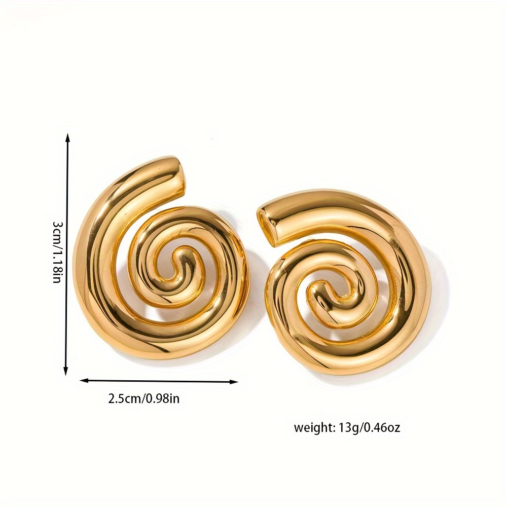 Gold Spiral Statement Earrings - Casual Jewelry.