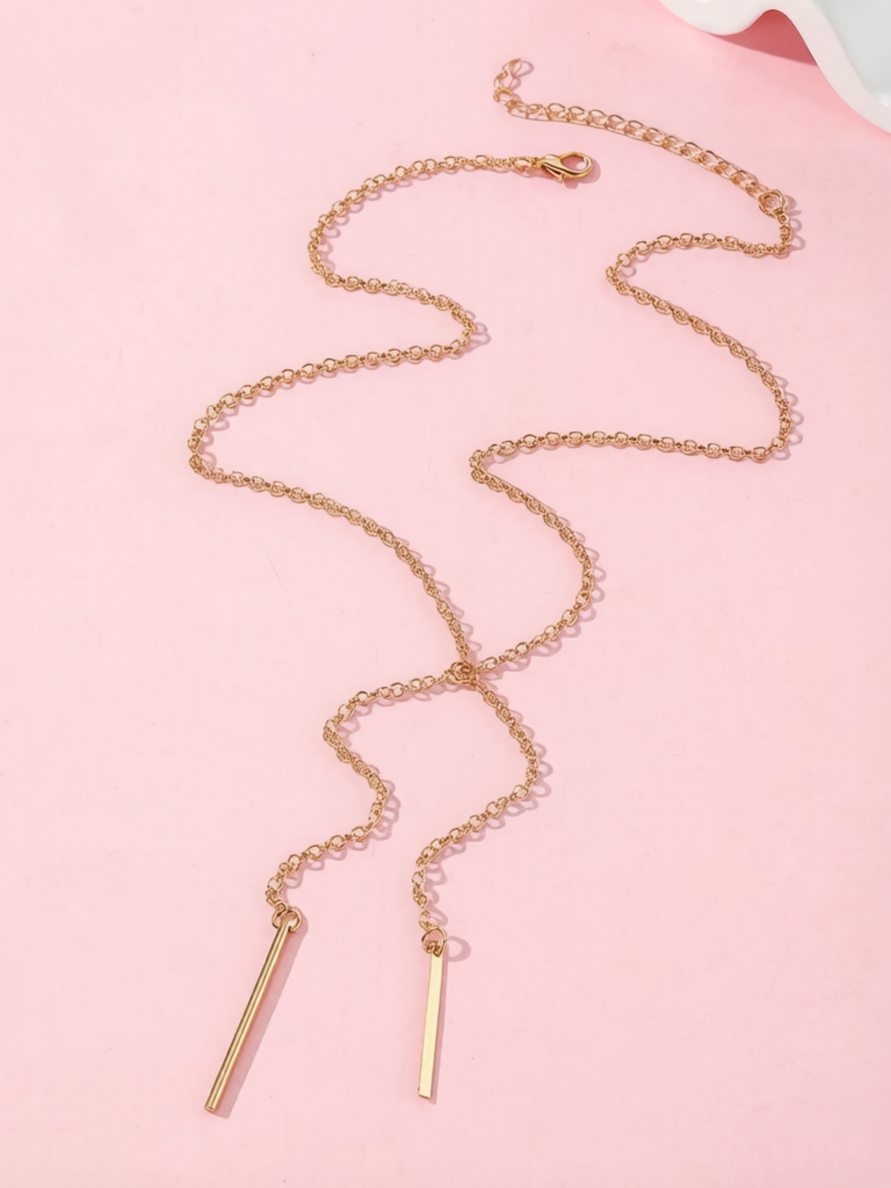 Gold Casual Y-Lariat Necklace
