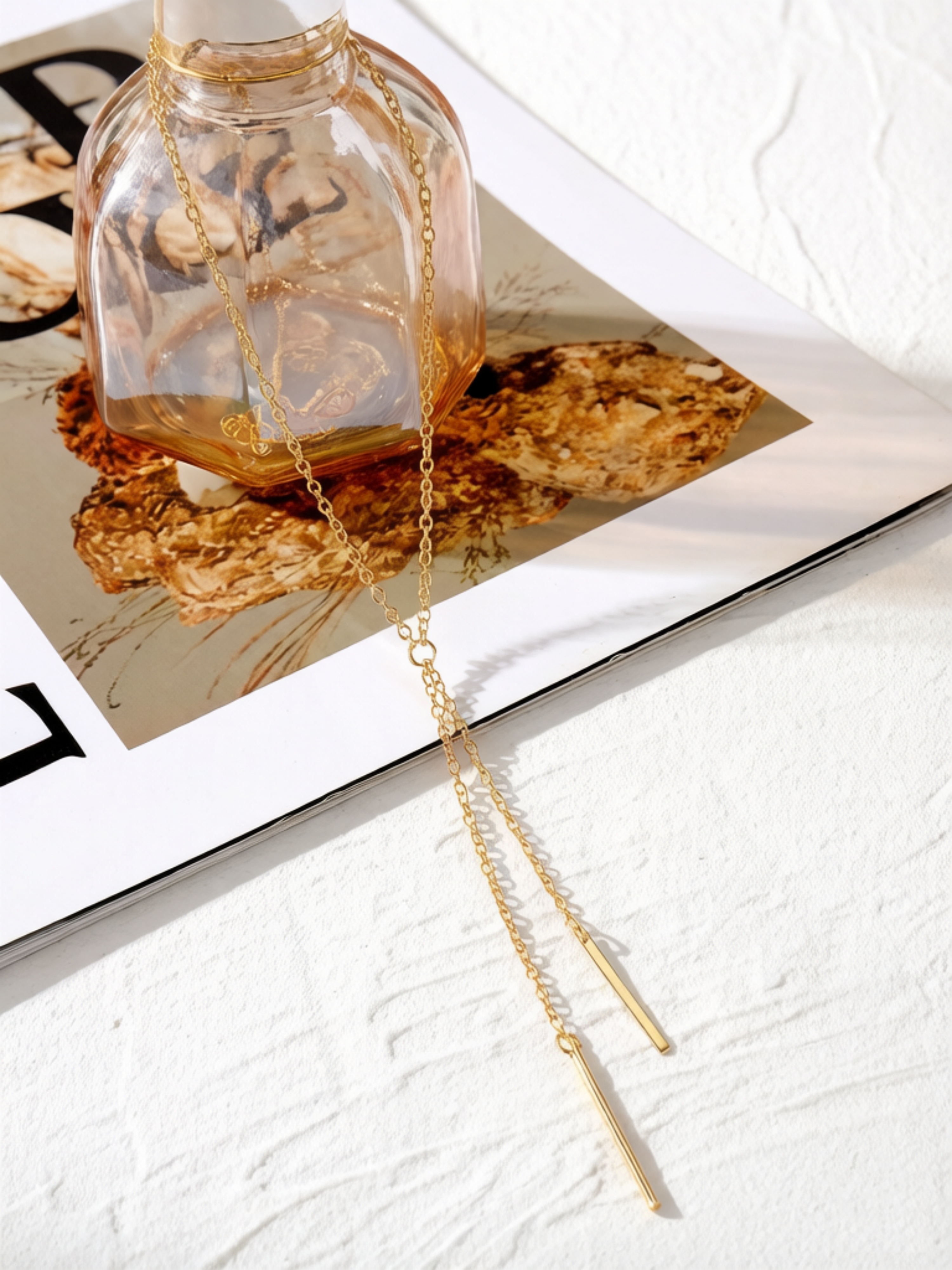 Gold Casual Y-Lariat Necklace