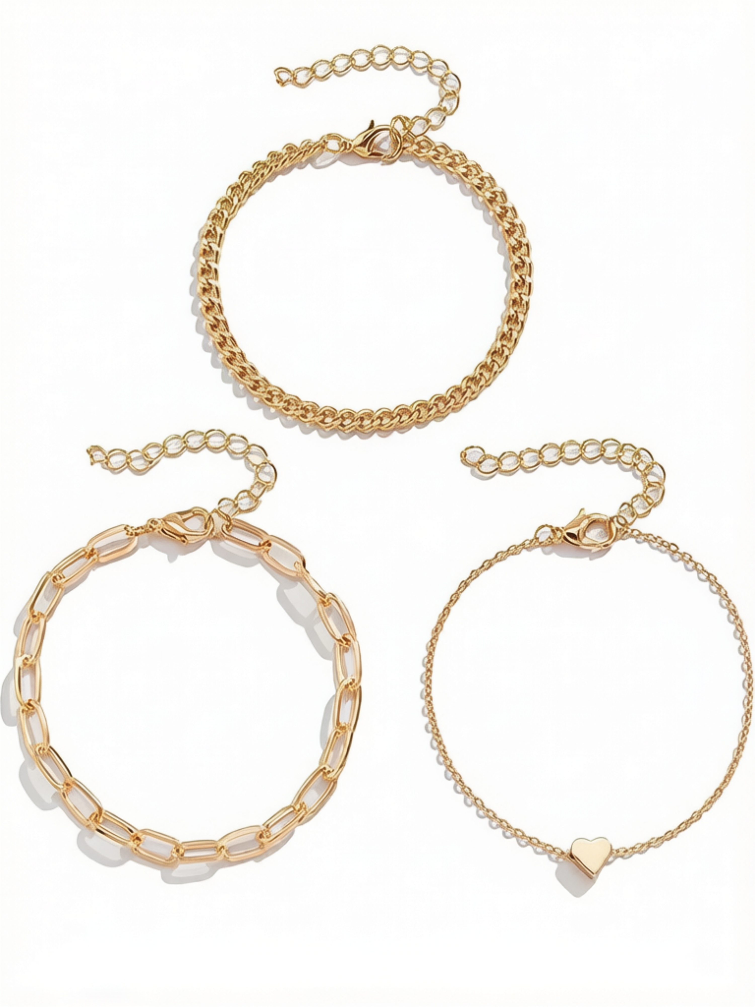 Gold Multistrand Bracelet Set for Women - Casual Wear (Pack of 3).