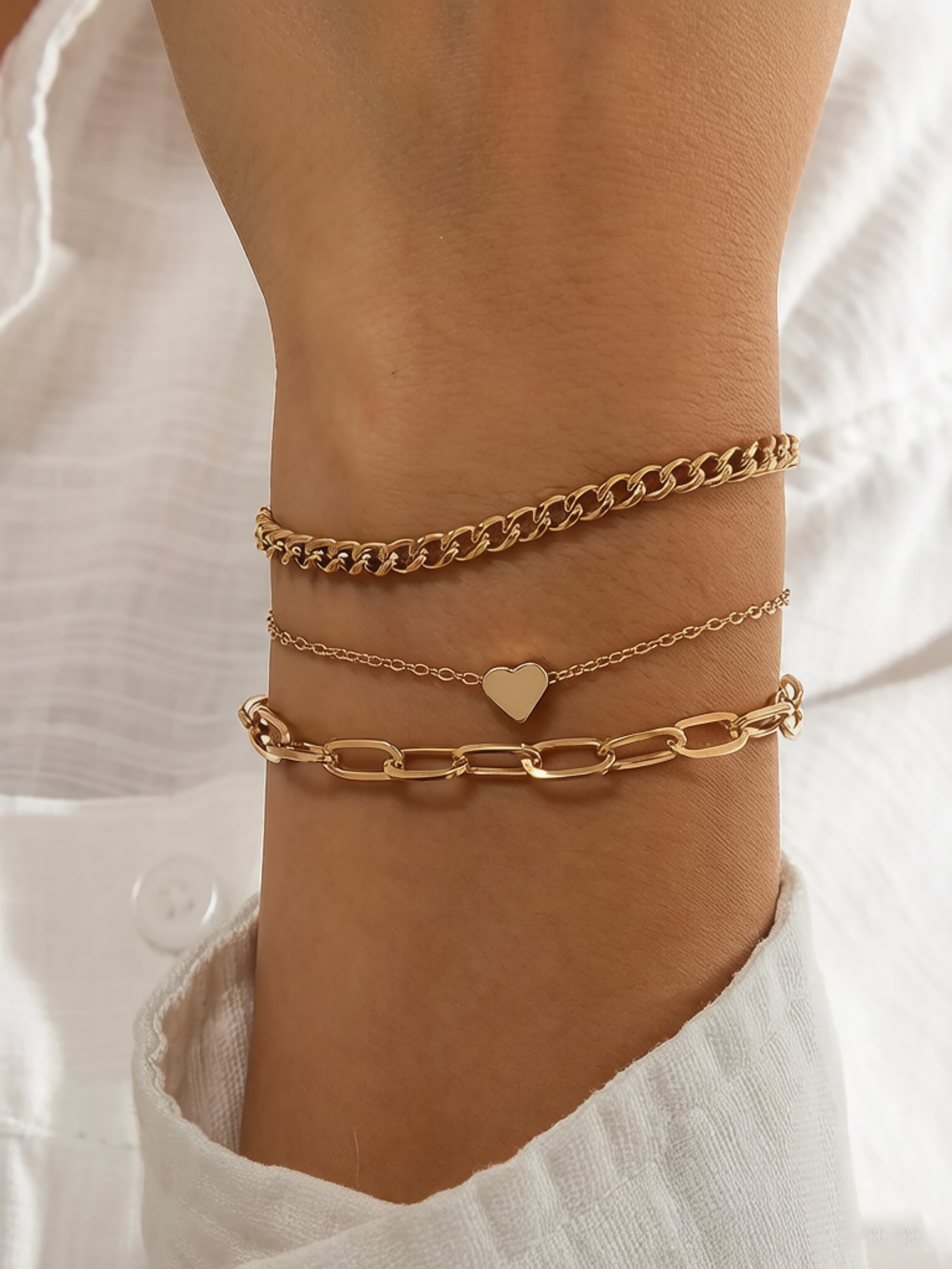 Gold Multistrand Bracelet Set for Women - Casual Wear (Pack of 3).