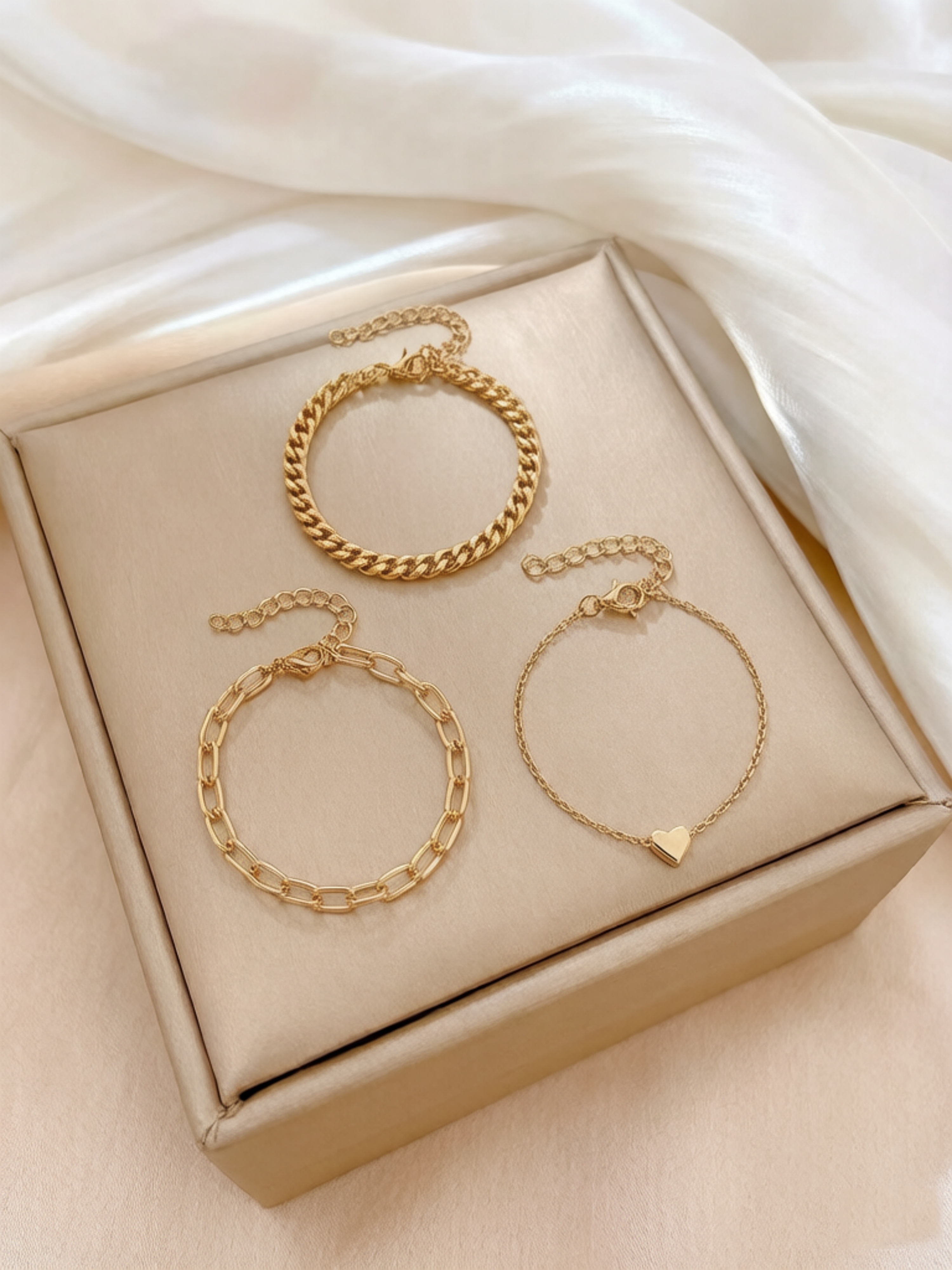 Gold Multistrand Bracelet Set for Women - Casual Wear (Pack of 3).