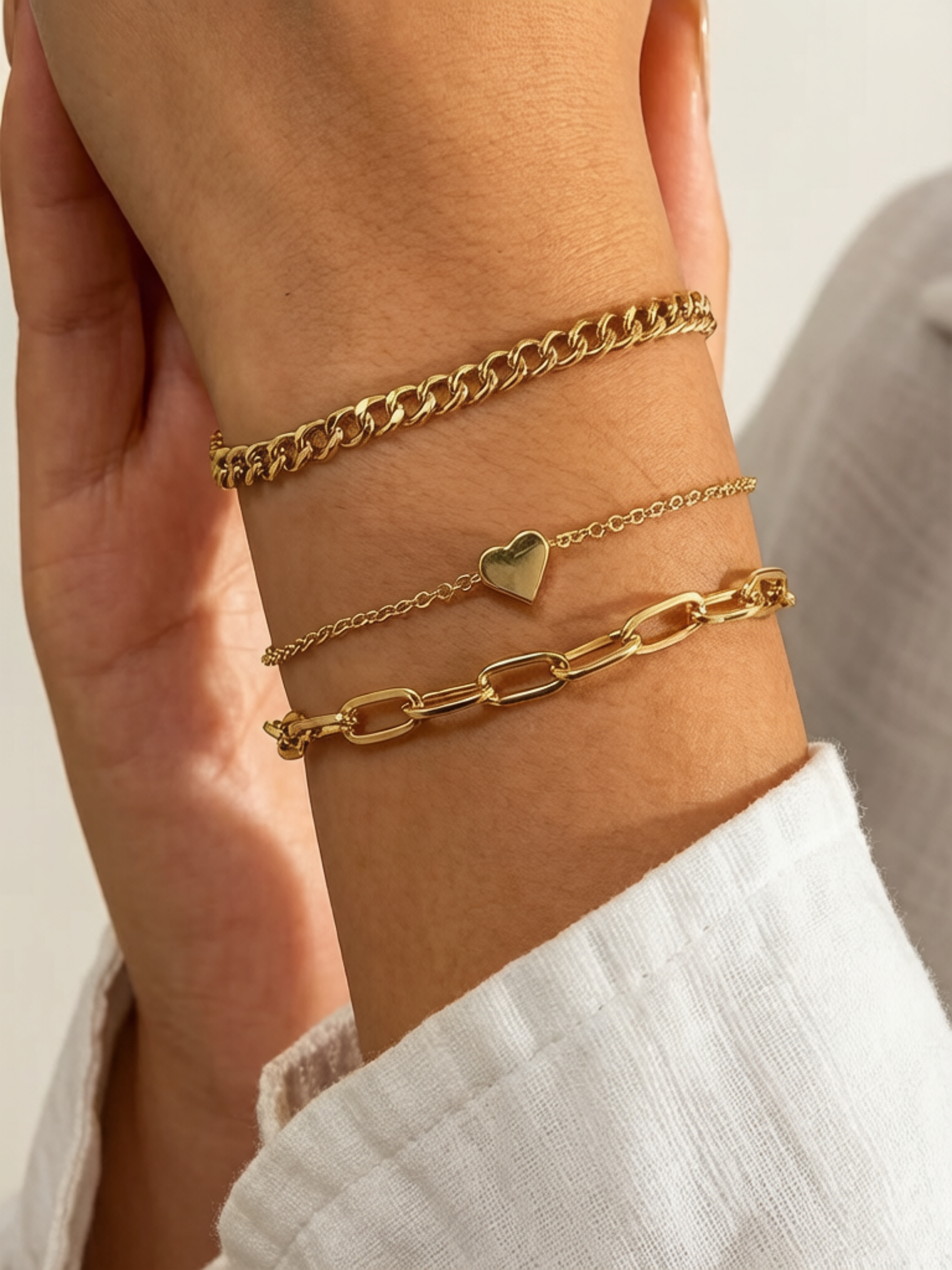 Gold Multistrand Bracelet Set for Women - Casual Wear (Pack of 3).