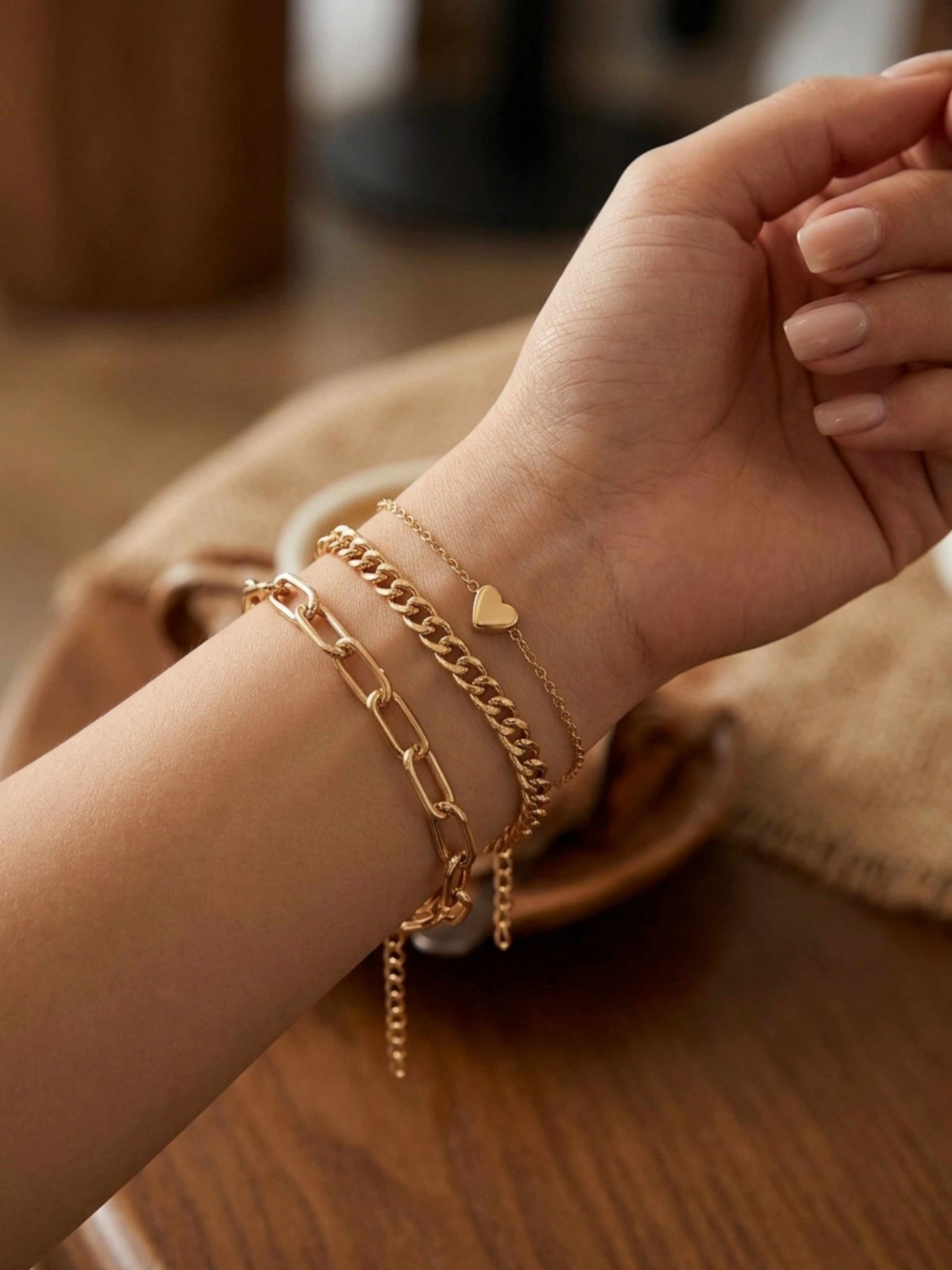 Gold Multistrand Bracelet Set for Women - Casual Wear (Pack of 3).