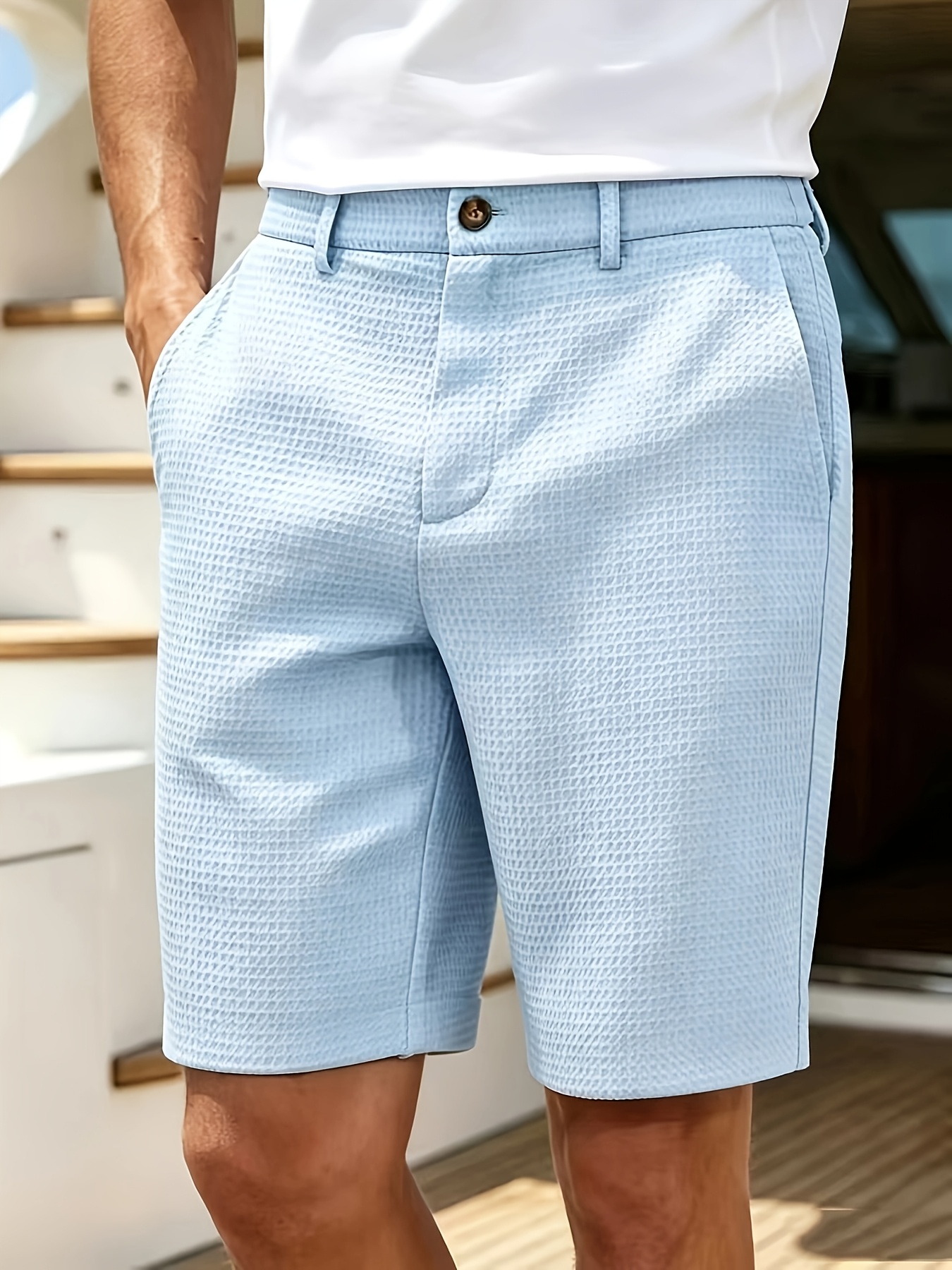 Sky Blue Waffle Knit Comfort Shorts