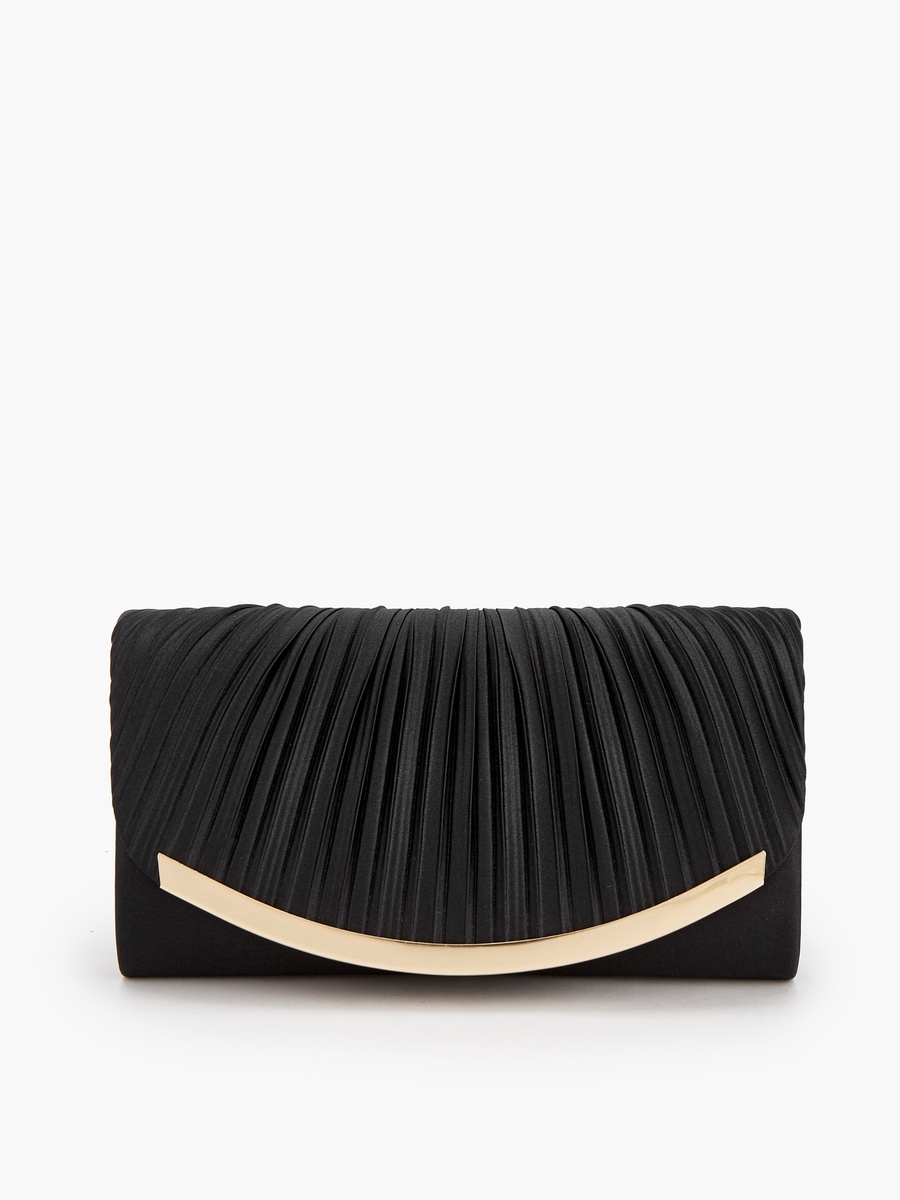 Pleated Clutch with Detachable Chain Strap