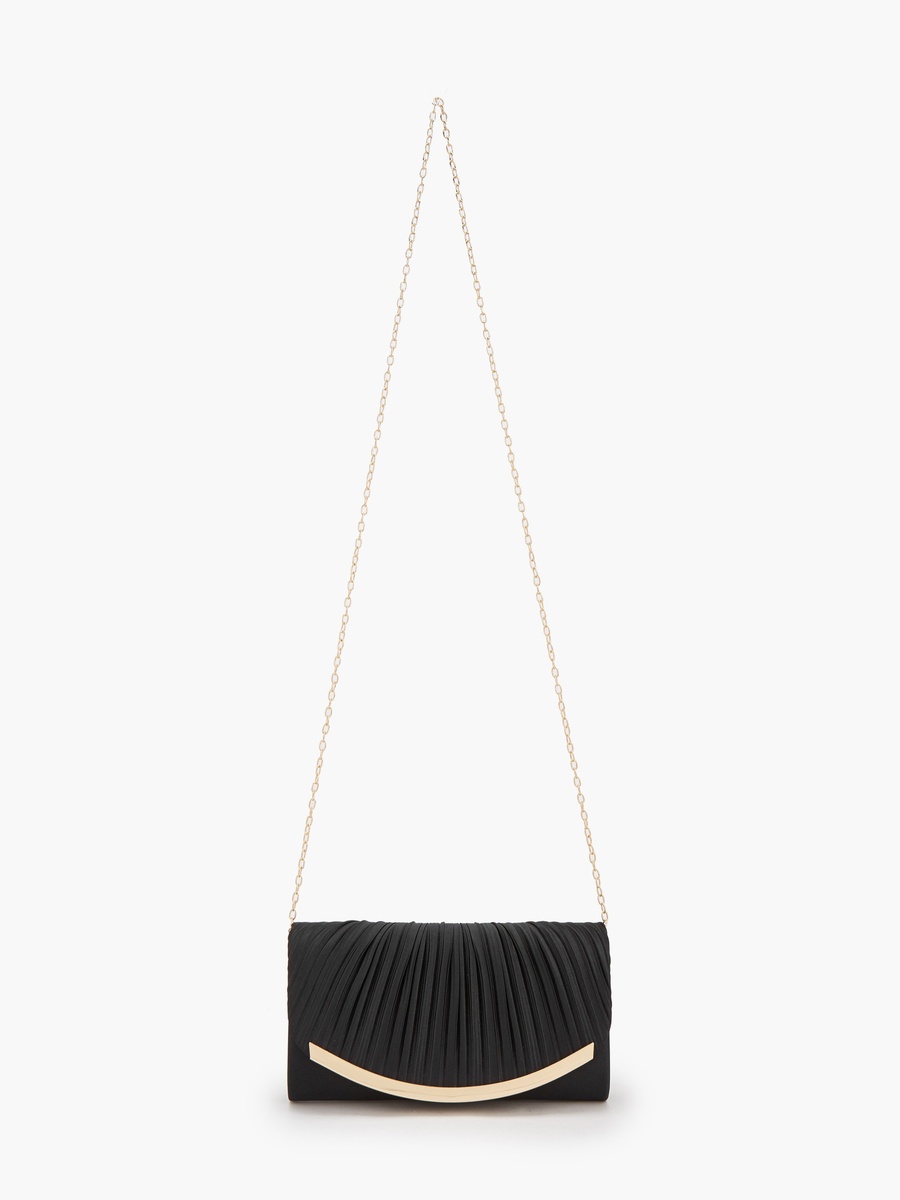 Pleated Clutch with Detachable Chain Strap