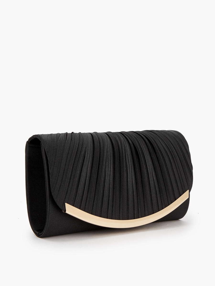 Pleated Clutch with Detachable Chain Strap