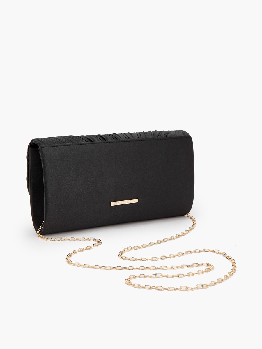 Pleated Clutch with Detachable Chain Strap