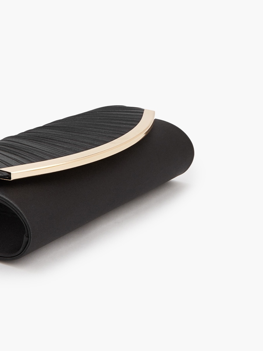 Pleated Clutch with Detachable Chain Strap