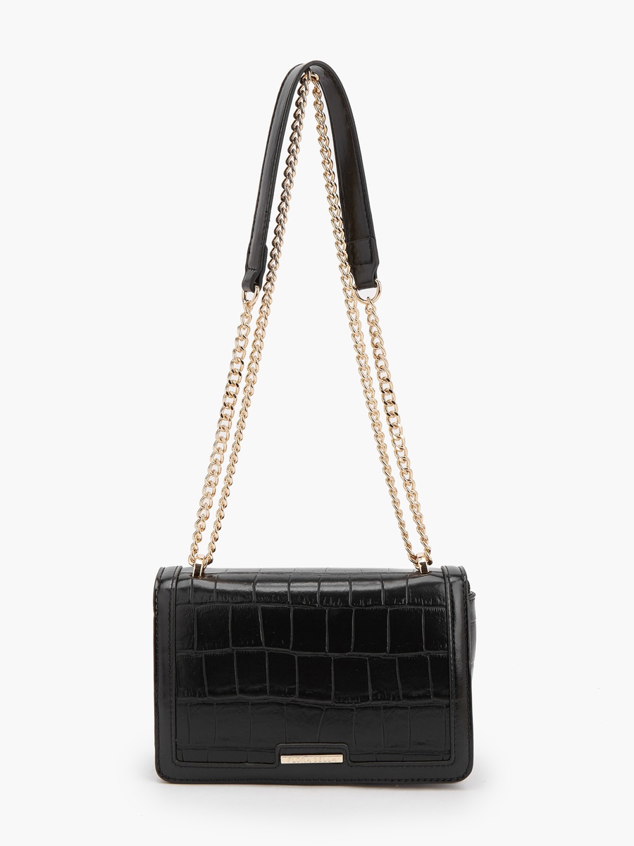 Textured Crossbody Bag with Chain Strap