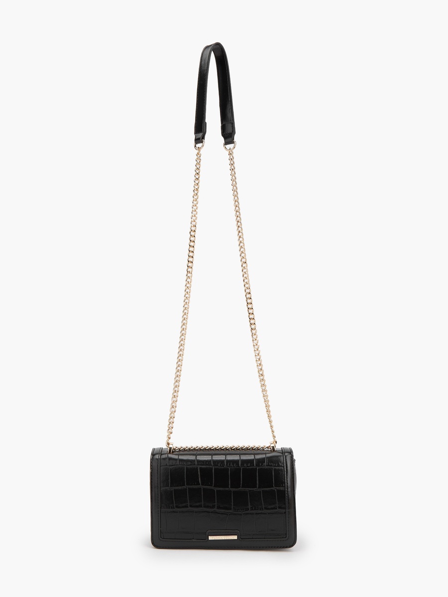 Textured Crossbody Bag with Chain Strap