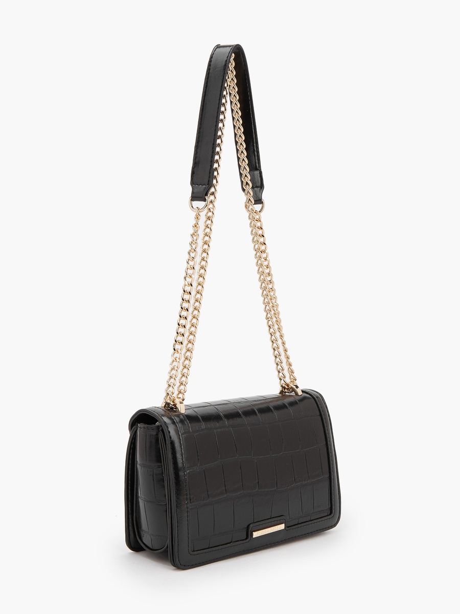 Textured Crossbody Bag with Chain Strap