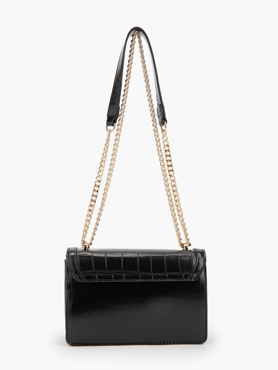 Textured Crossbody Bag with Chain Strap