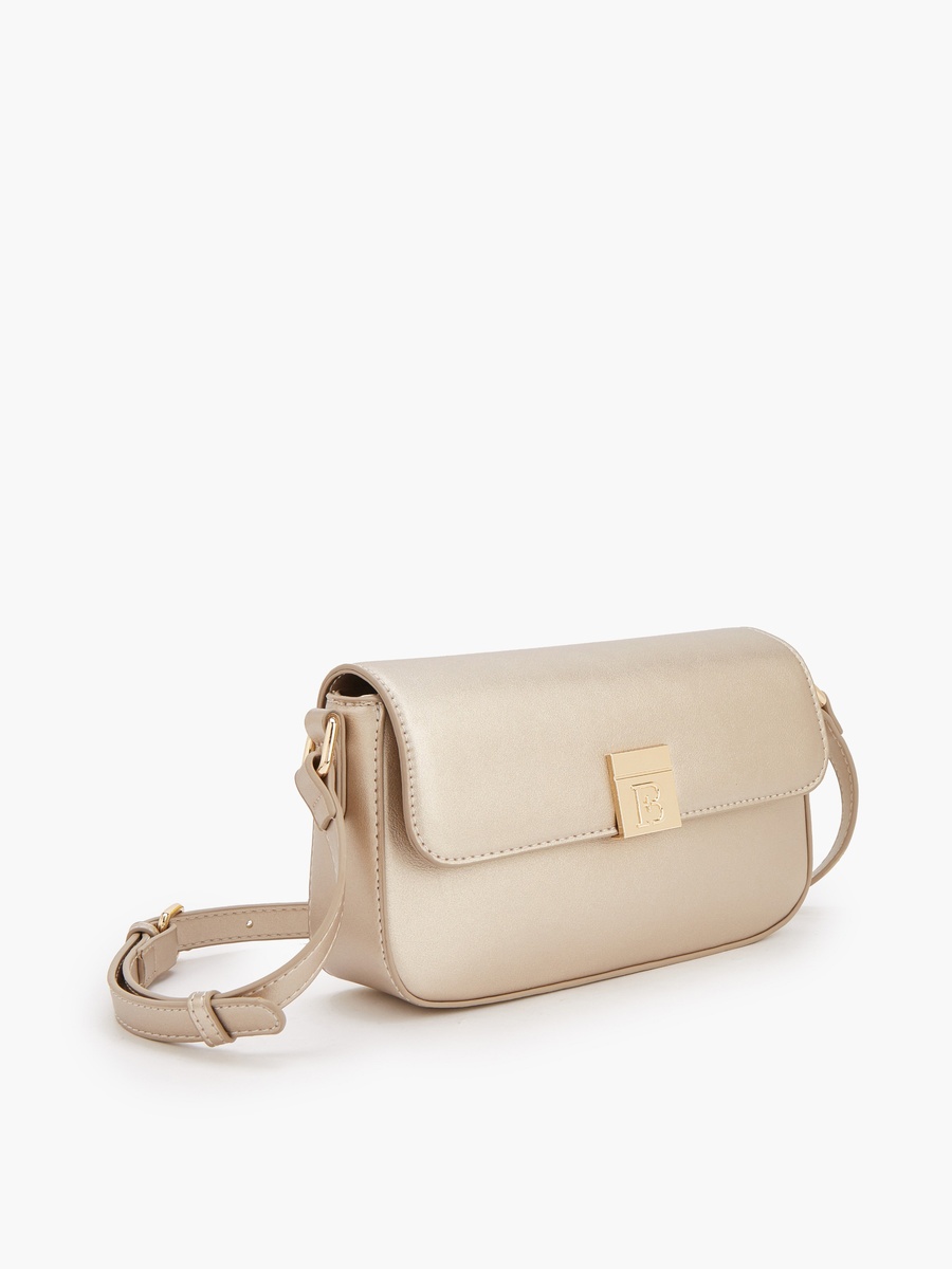 Solid Crossbody Bag with Magnetic Clasp Closure