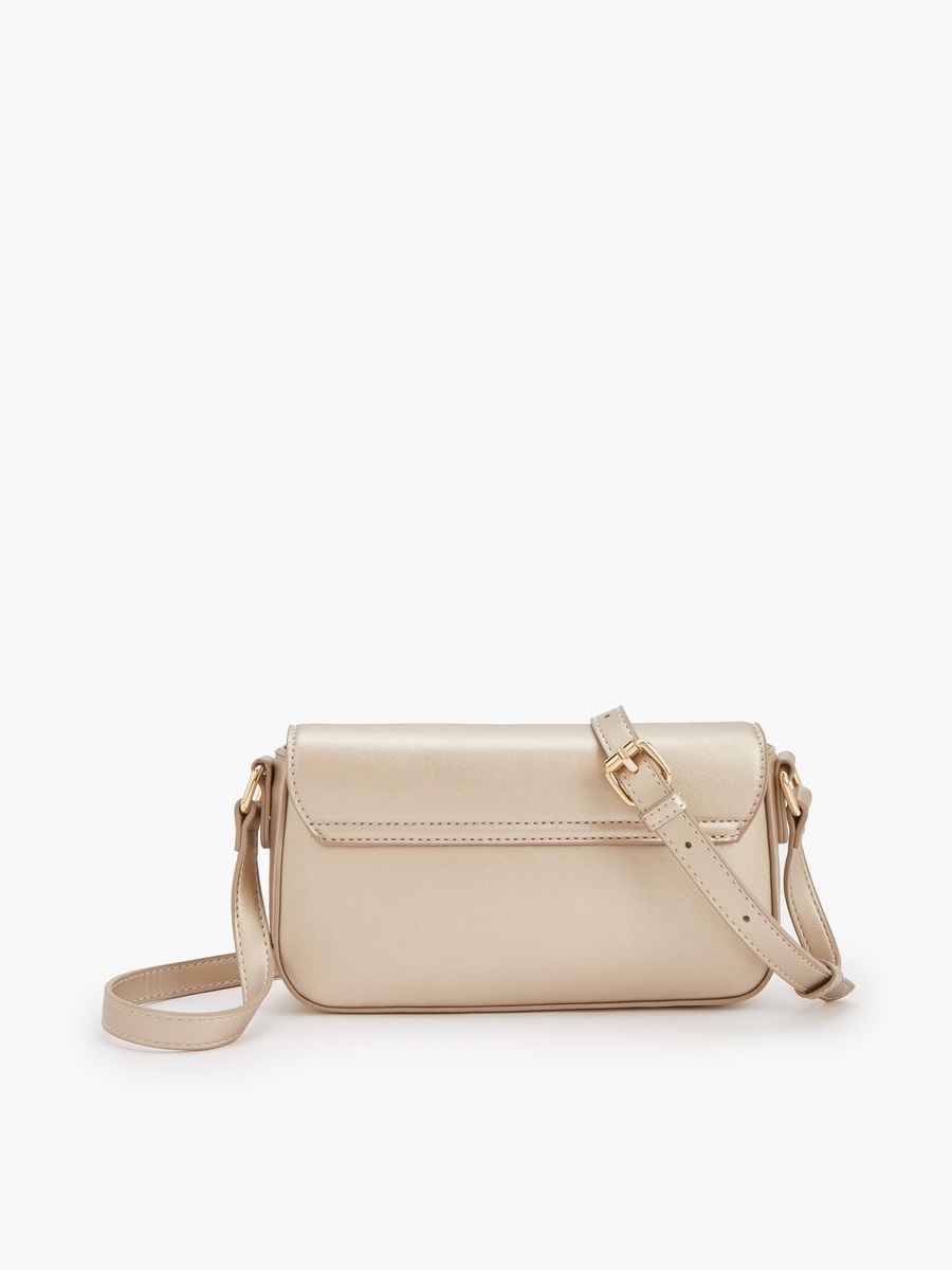 Solid Crossbody Bag with Magnetic Clasp Closure